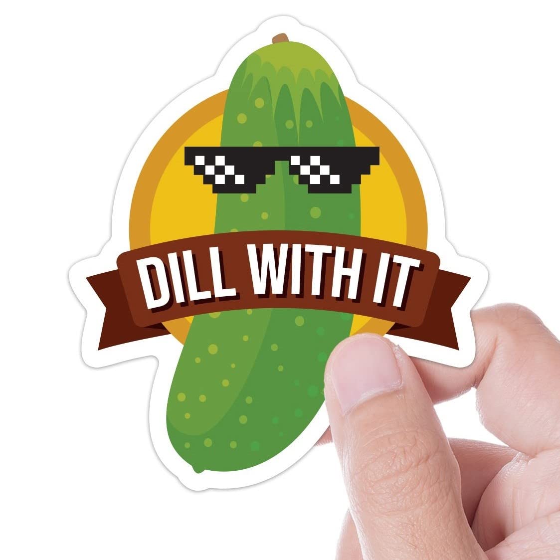 Funny 'Dill With It' Pickle Sticker Pack - Hydro Flask Decals, Laptop Quote Stickers & Sunglasses Meme Decals for Men - Perfect for Water Bottles, Tech Accessories & Cool Gifts