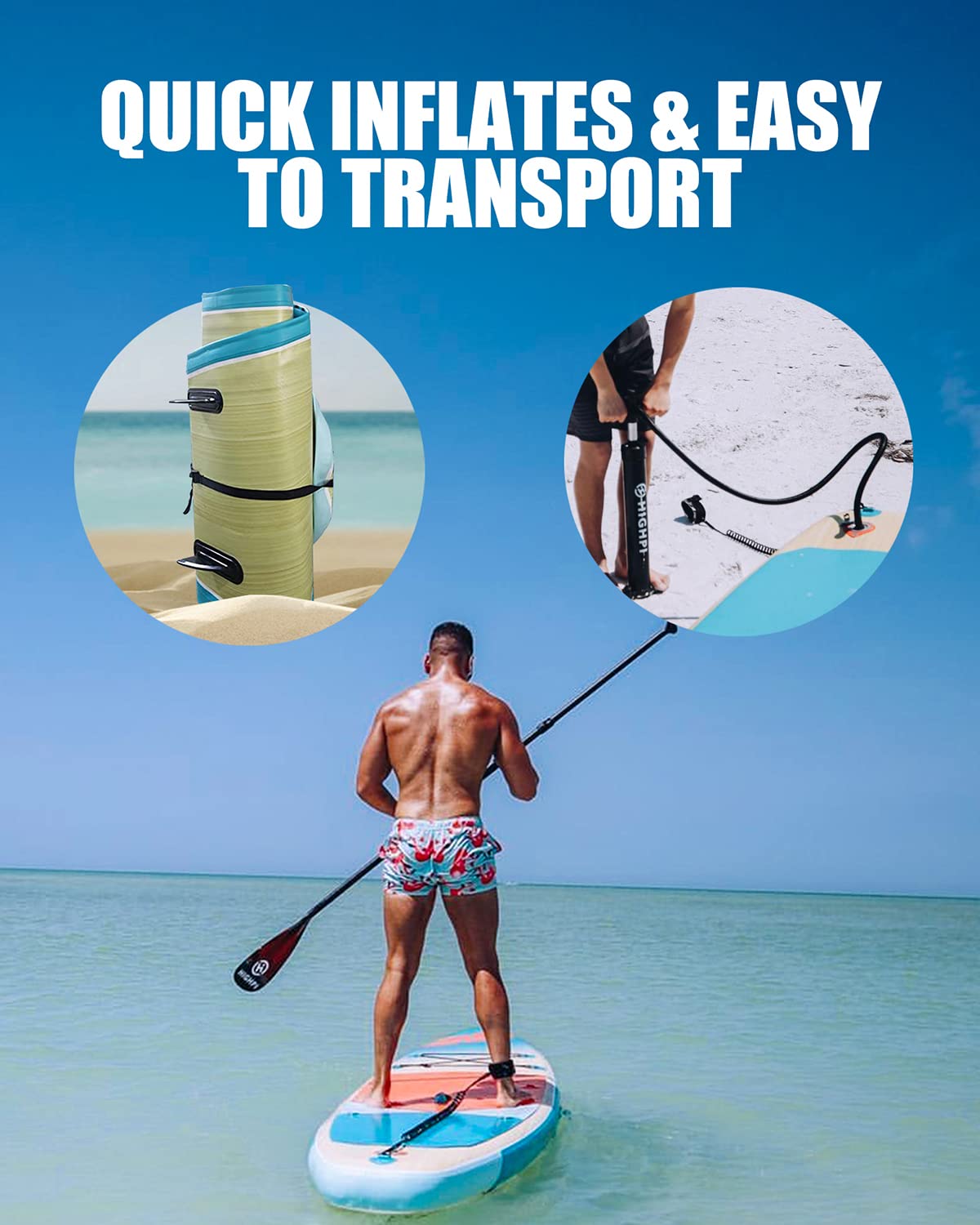 Premium Inflatable Stand Up Paddle Board 11'x33''x6'' - Wide Stance SUP with Non-Slip Deck, Surf Control, Backpack, Leash, Paddle & Pump - Stable Standing Boat for Youth & Adults - Perfect for Lakes, Rivers & Ocean Recreation