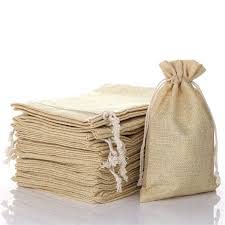 50 Pack Natural Burlap Drawstring Bags 7.5