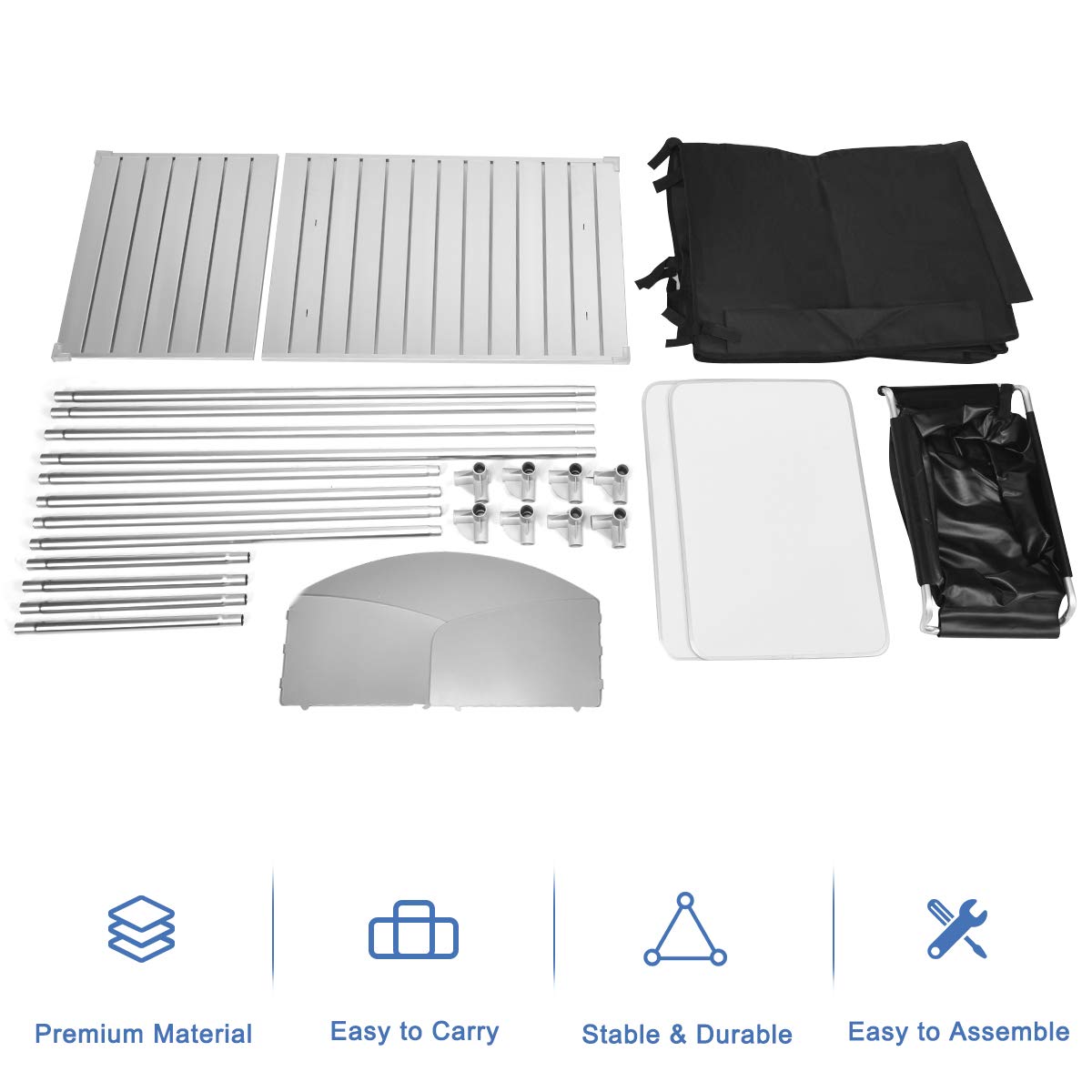 Giantex Portable Outdoor Camping Kitchen Table with Windscreen & Removable Sink | Foldable BBQ Grill Station for Camping, Backyard Parties, Picnics & Outdoor Cooking | Heavy-Duty Aluminum Frame for Stability