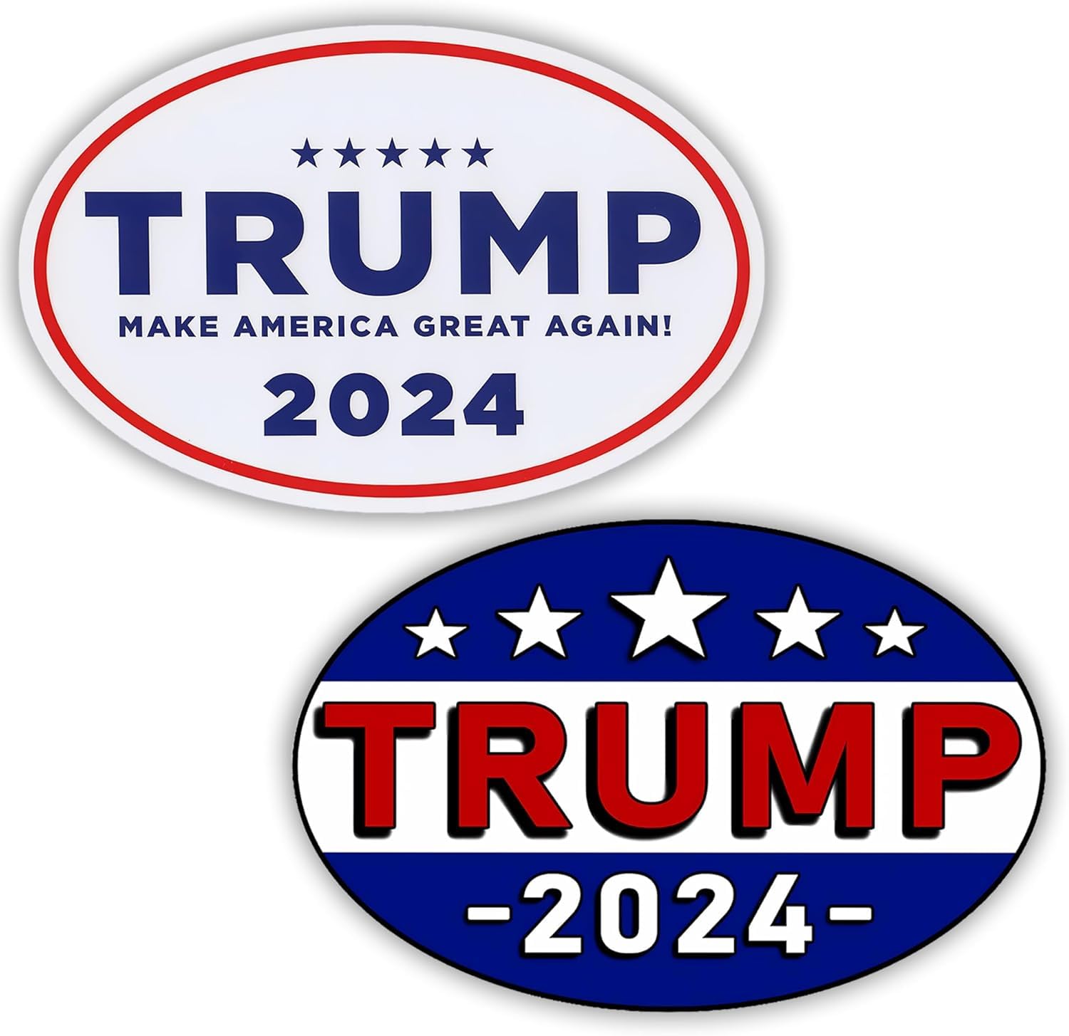 2-Pack Donald Trump 2024 Magnetic Stickers - 5x3 Inch MAGA Decals for Fridge, Car Bumper, Truck & Toolbox - Make America Great Again - Perfect for Political Supporters & Campaign Events