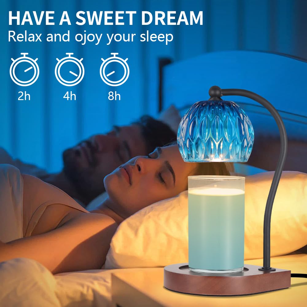 Electric Candle Warmer Lamp with Timer & Dimmer - 2 Bulbs Jar Candle Melter for Home Decor, Gifts for Women/Mom - Christmas, Birthday, Anniversary (Black-Blue) | Perfect for Relaxation, Aromatherapy & Cozy Ambiance