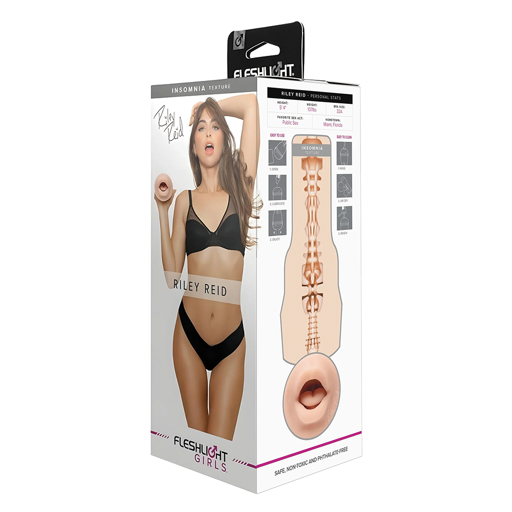 Riley Reid Fleshlight Insomnia Mouth Male Masturbator - Realistic Oral Sex Toy for Men, Discreet & Easy to Clean - Perfect for Solo Play & Couples Fun
