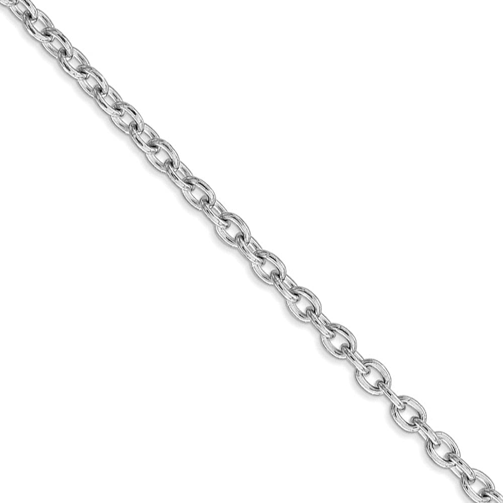 The Black Bow 3.2mm 14k White Gold Solid Link Cable Chain Necklace - Perfect for Elegant Evening Wear and Special Occasions