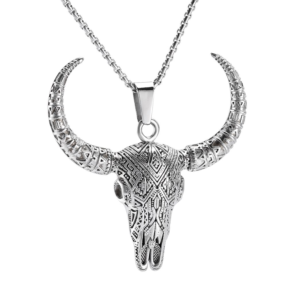 Personalized Ox-Head Stainless Steel Cremation Jewelry for Men - Memorial Keepsake for Ashes - Perfect for Grieving, Remembrance & Special Occasions