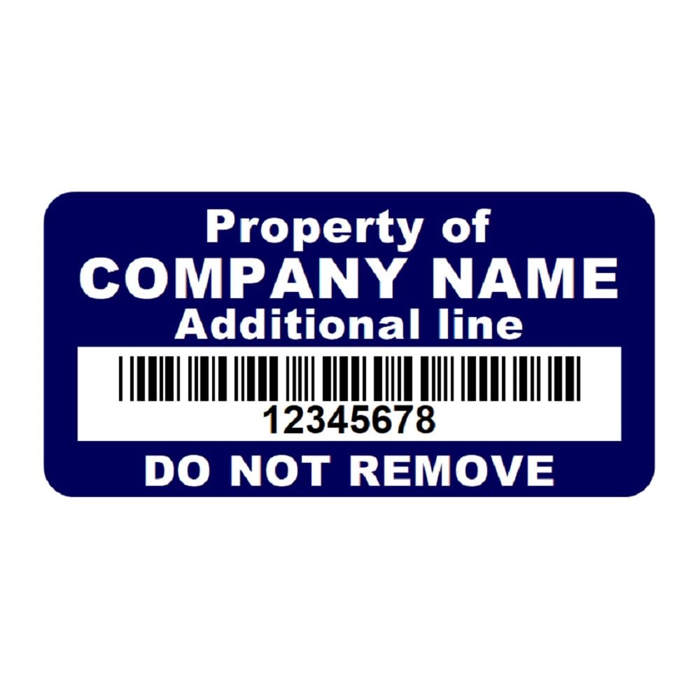 Custom Navy Blue Asset Tags 0.75