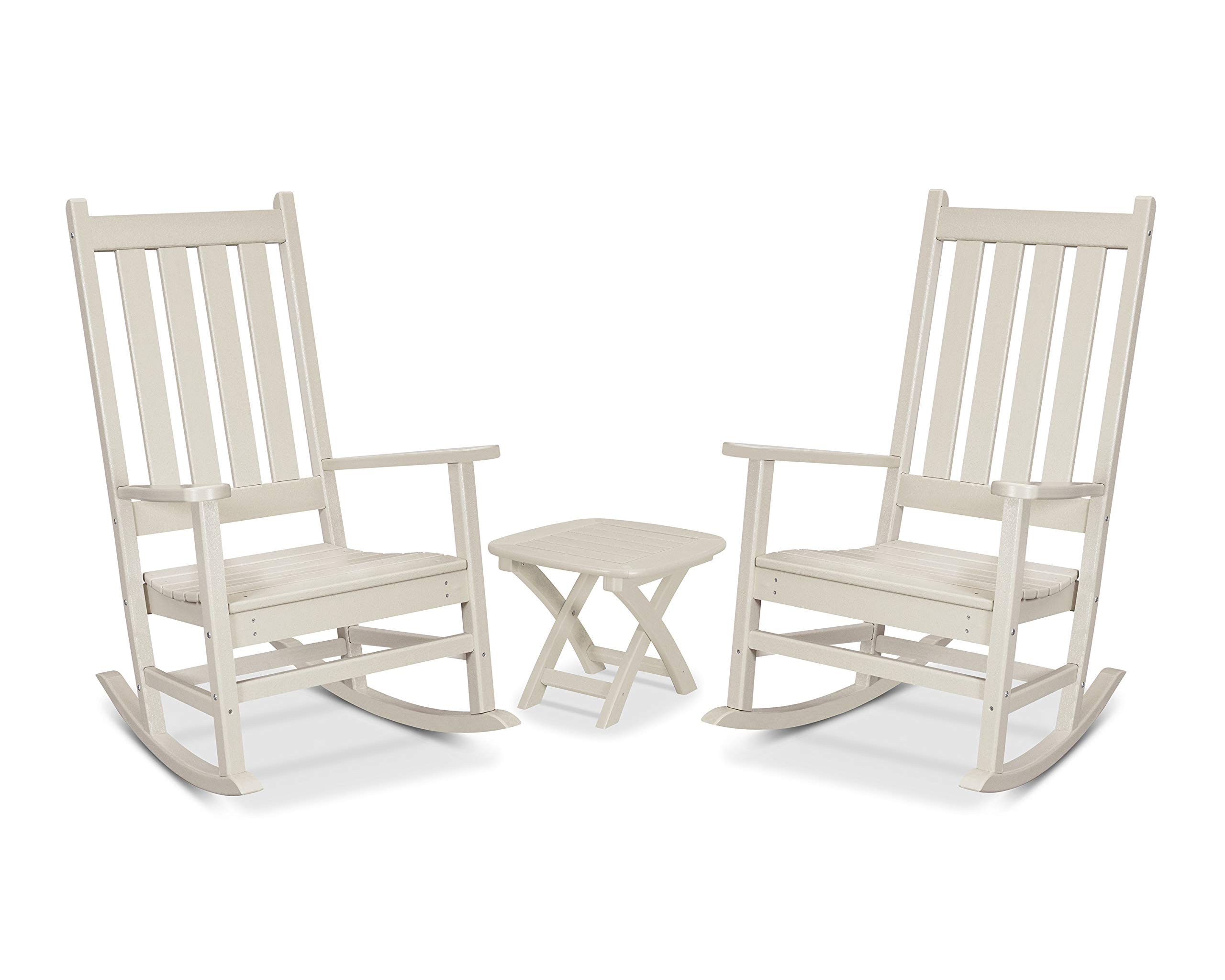 Premium Trex Outdoor Furniture™ Cape Cod Rocking Chair Set in Sand Castle Color - Durable All-Weather Wicker Patio Rocking Chairs for Porch, Deck, Garden & Backyard Relaxation