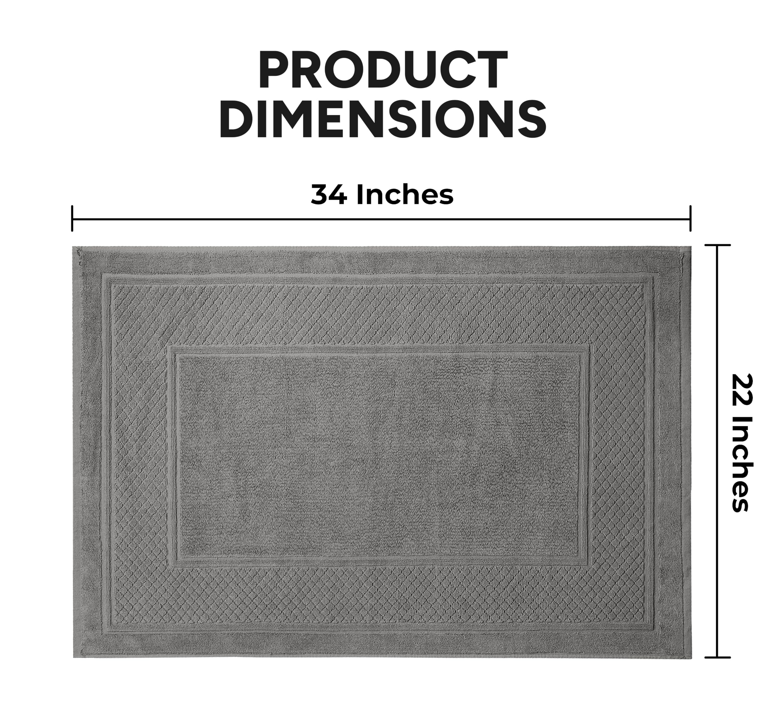 Premium Cotton Bath Mats Set of 2 - Ultra Absorbent & Quick Dry Bathroom Floor Mats (22