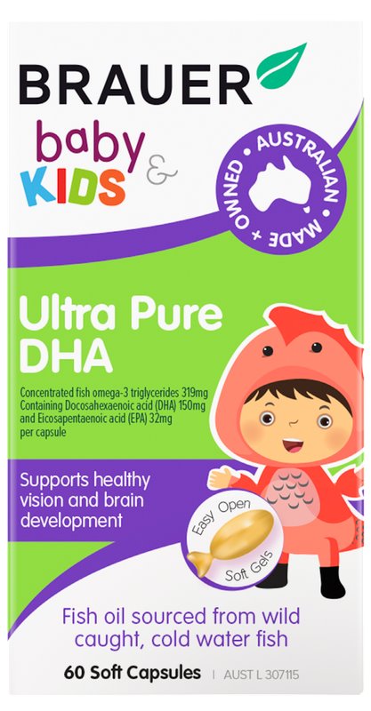 Brauer Baby & Kids Ultra Pure DHA Supplement - Omega-3 Fish Oil for Brain & Eye Development - Supports Cognitive Growth in Infants & Toddlers - Perfect for Daily Nutrition & Learning Enhancement