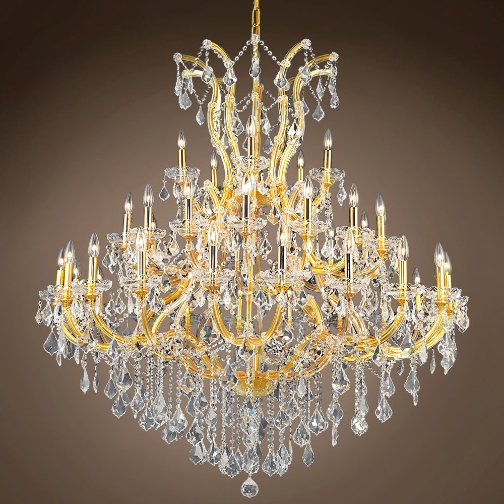 Maria Theresa 41-Light 52-Inch Gold Crystal Chandelier - Luxury European Style Ceiling Light Fixture for Dining Room, Living Room & Foyer