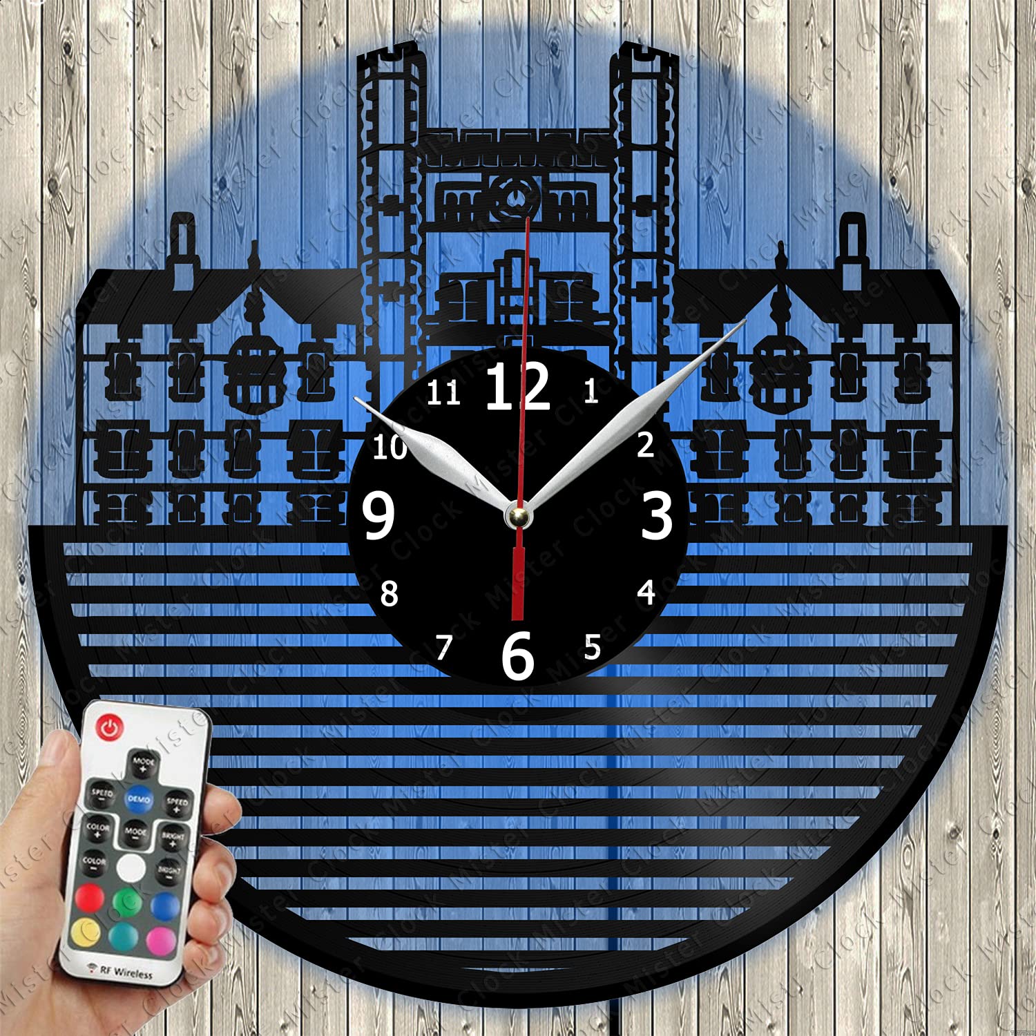 Princeton Skyline LED Vinyl Record Wall Clock - Handmade Light-Up Wall Decor with Unique Design | Perfect for Home, Office & Gift Giving
