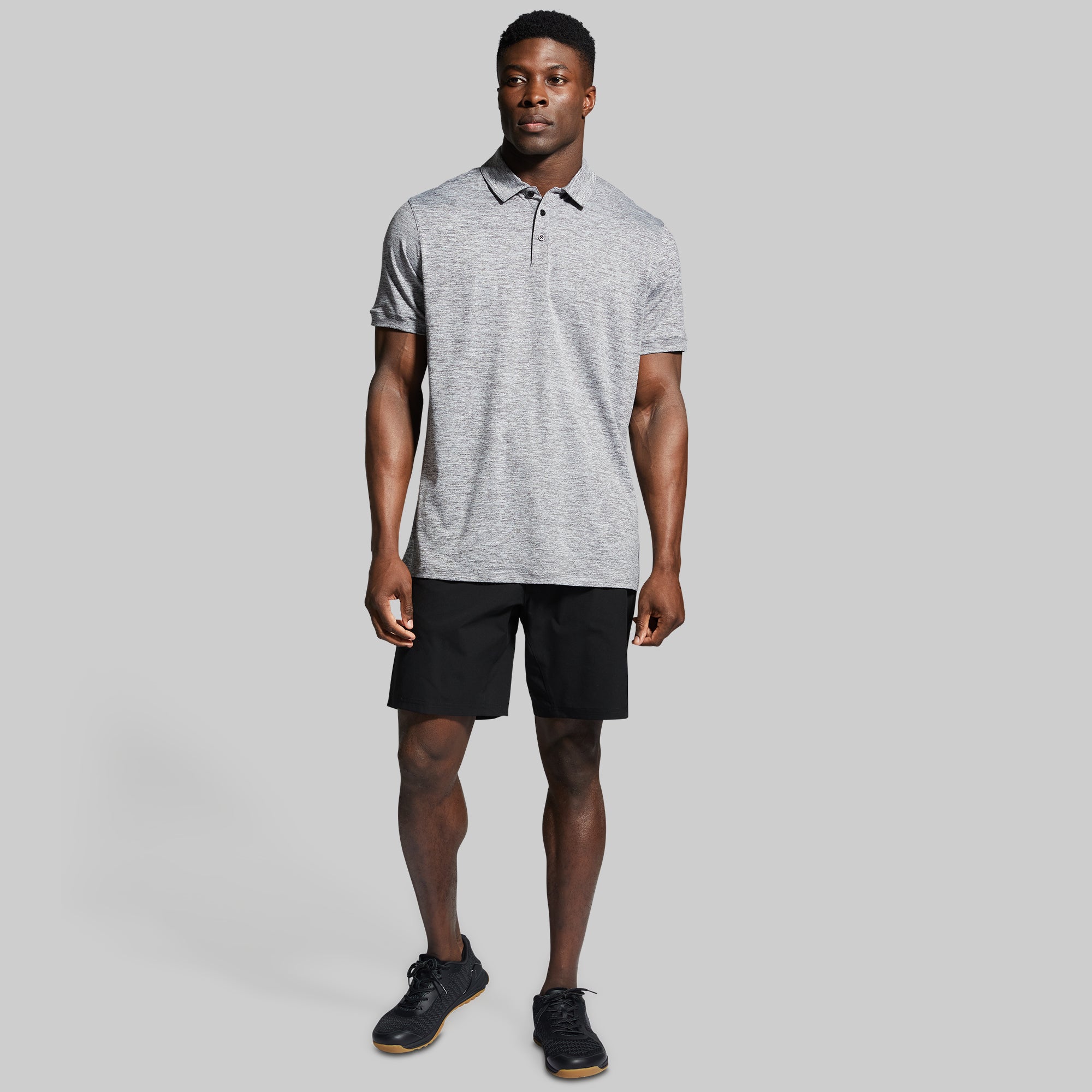 Men's Athleisure Polo Shirt - Heather Grey - Comfortable & Stylish for Workout, Golf, and Casual Wear