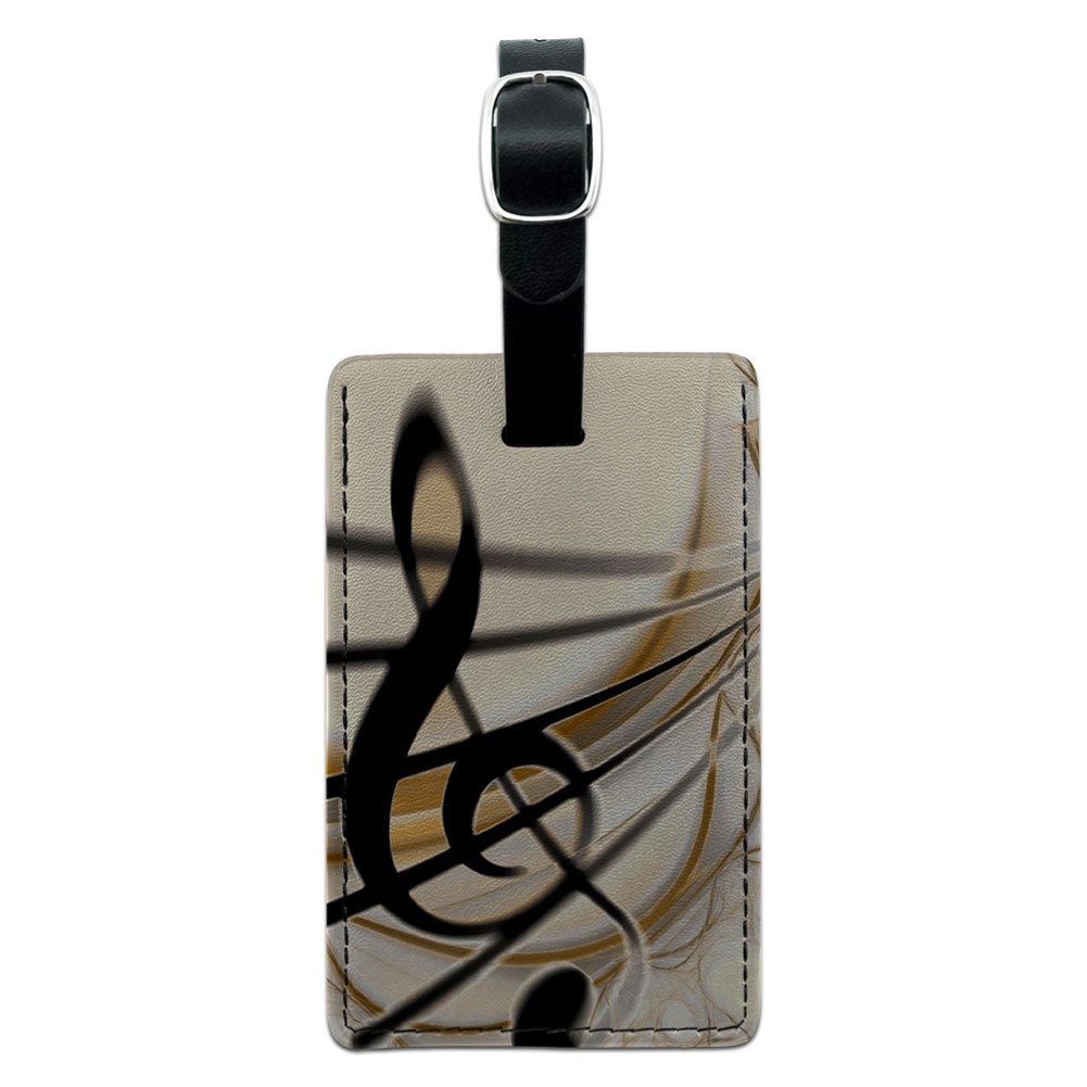Music Note Design Leather Luggage Tag - Black Suitcase ID Tag for Carry-On Bags | Travel Accessories for Musicians & Music Lovers