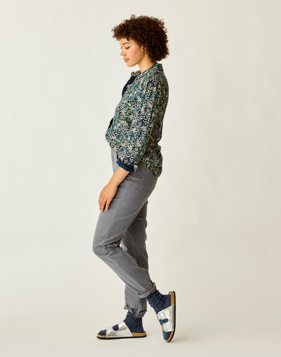 Carson Hi Rise RR Stripe Jeans - Pewter Overdye Women's High Waisted Denim Pants for Casual Wear & Everyday Outfits
