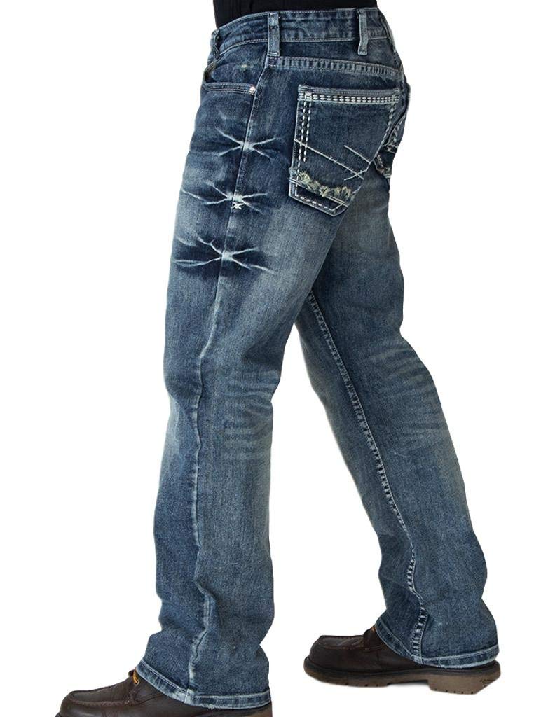 Western Jeans for Men - Monster Mike Bootcut Medium Wash Denim Pants | Casual Wear, Cowboy Style, Everyday Comfort
