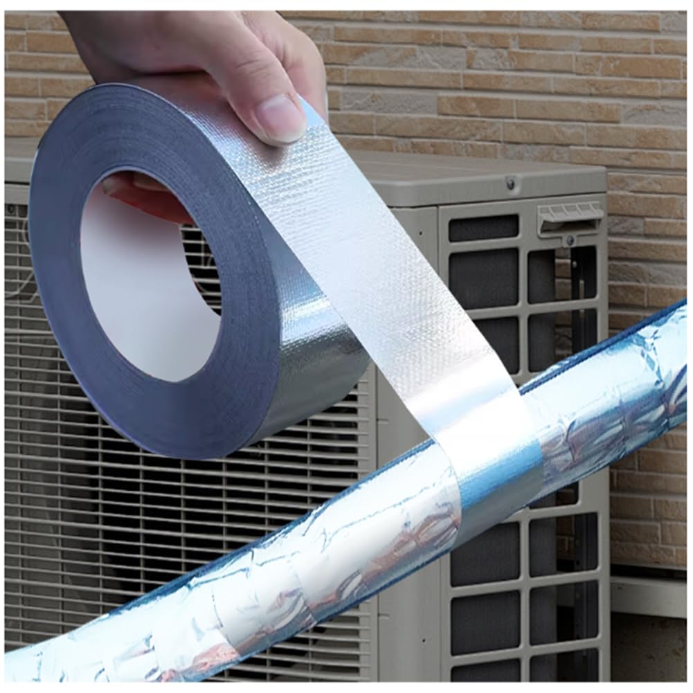 High-Temp Aluminized Fiberglass Heat Shield Tape - Self-Adhesive Thermal Insulation for Air Dryers, HVAC, Pipes & Hoses - Heat Resistant Barrier for Home & Automotive Use