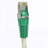 Professional CAT6 Ethernet Crossover Cable Shielded (SSTP/SFTP) 3FT Gray with Green Boot - 10Gigabit/Sec High-Speed Network Cable, 550MHz - Perfect for Office Networking, Server Rooms & Gaming Setups