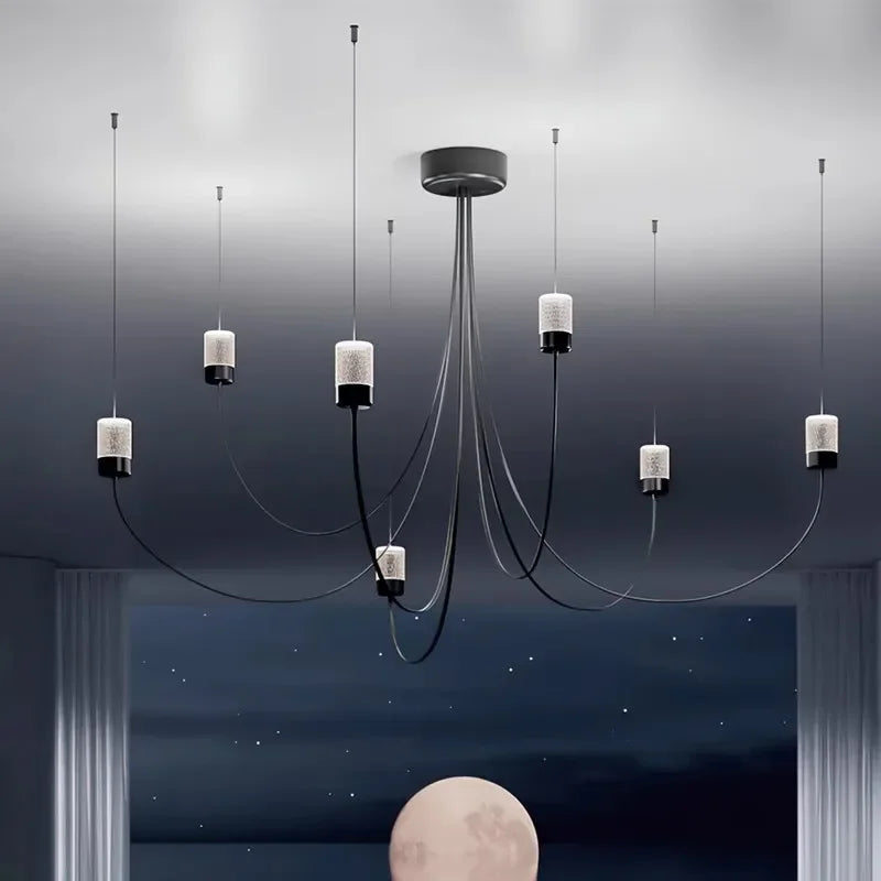 Suri Black Modern Chandelier - Elegant Crystal Ceiling Light Fixture for Dining Room, Living Room & Bedroom Lighting Decor