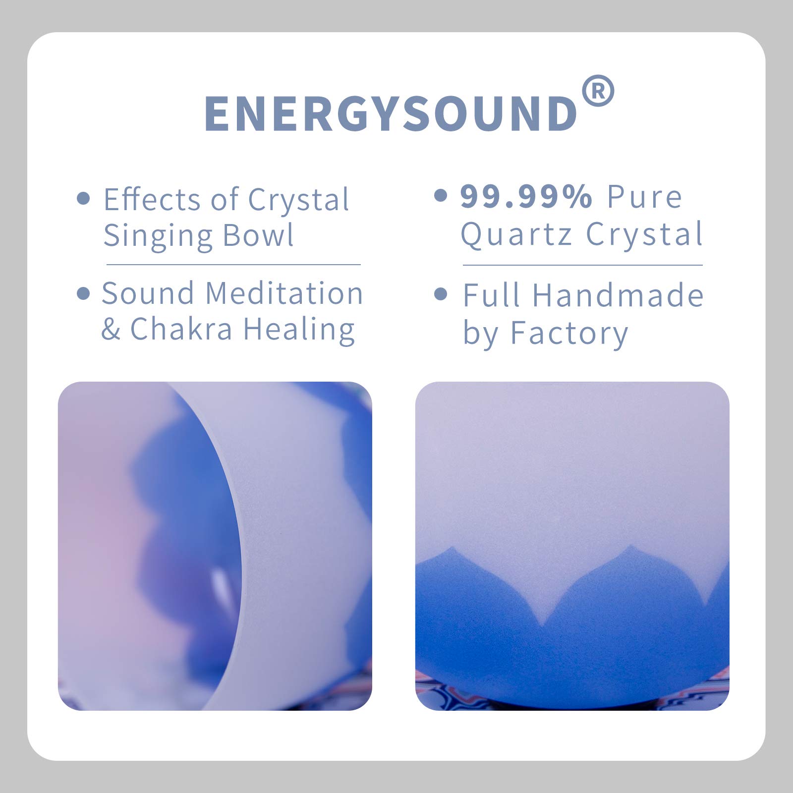 10 Inch Lotus Designed Frosted G Note Throat Chakra Quartz Crystal Singing Bowl with Carrier Mallet & O-Ring - Perfect for Meditation, Sound Healing, Yoga, and Chakra Balancing