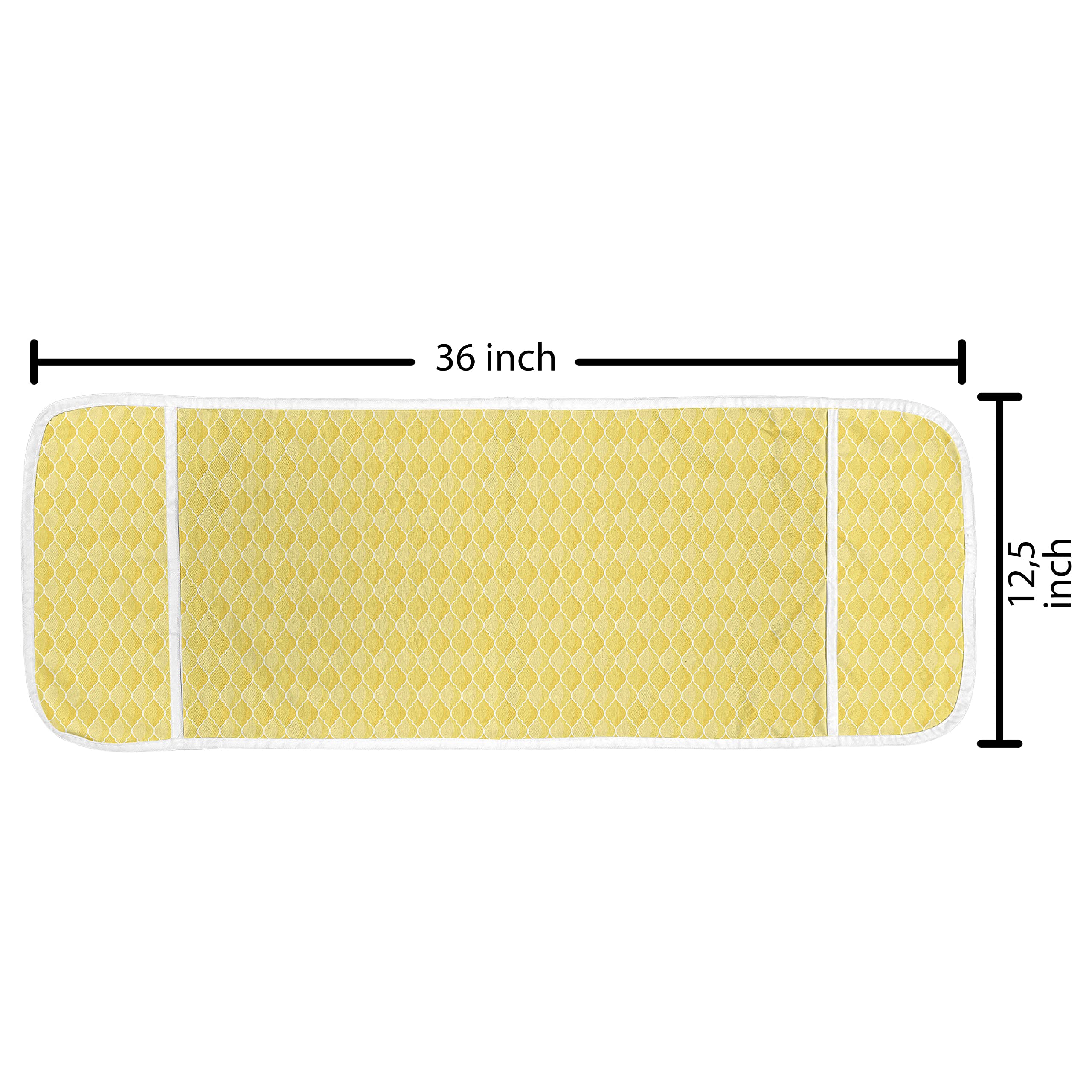 Ambesonne Yellow Microwave Cover - Quatrefoil Moroccan Pattern, Waterproof Kitchen Organizer for Home Decor
