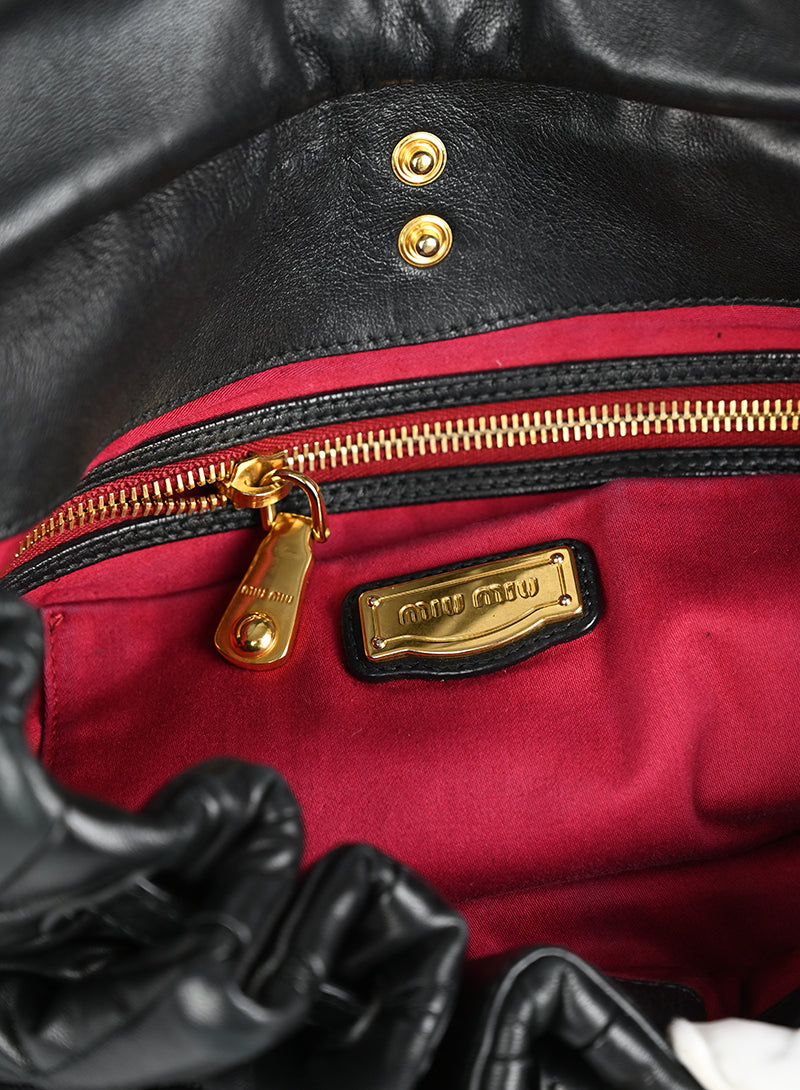 Miu Miu Black Quilted Leather Handbag - Luxury Designer Shoulder Bag for Women, Perfect for Work, Evening Events & Travel