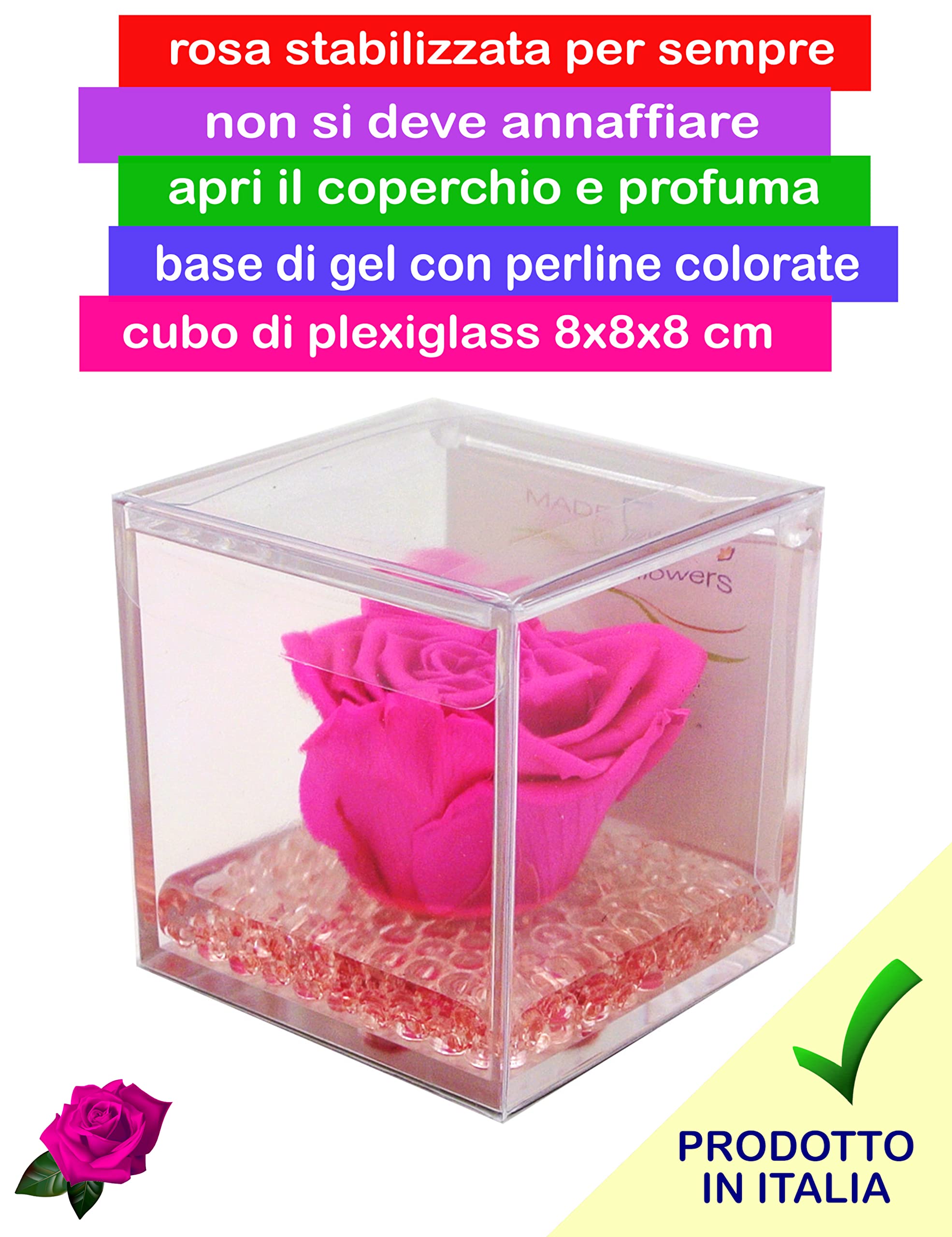 Real Preserved Pink Rose in Glass Cube - Romantic Valentine's Day Gift with Perfume | Perfect for Anniversary, Wedding, Home Decor & Luxury Present
