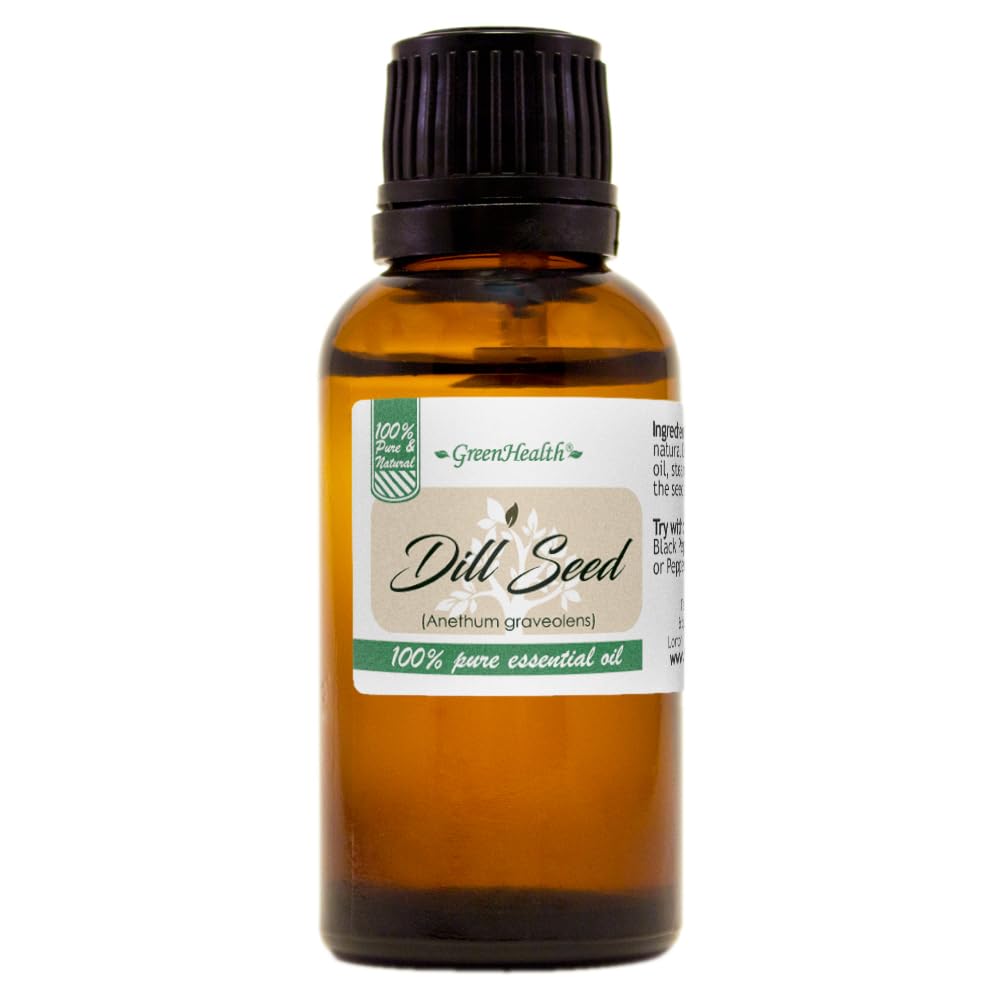 100% Pure Dill Seed Essential Oil - 1 fl oz (30ml) Glass Bottle - Aromatherapy, Massage & DIY Skincare - GreenHealth Premium Essential Oils