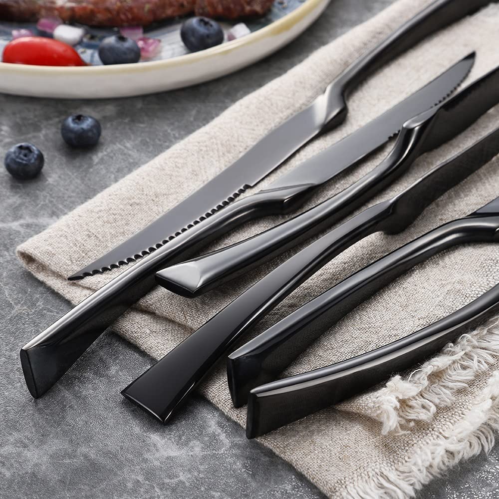 Premium 6-Piece Stainless Steel Steak Knife Set - Ultra Sharp Rose Gold Dinner Knives for Steak, Meat & BBQ - Elegant Cutlery for Restaurant, Home Dining & Gift Giving