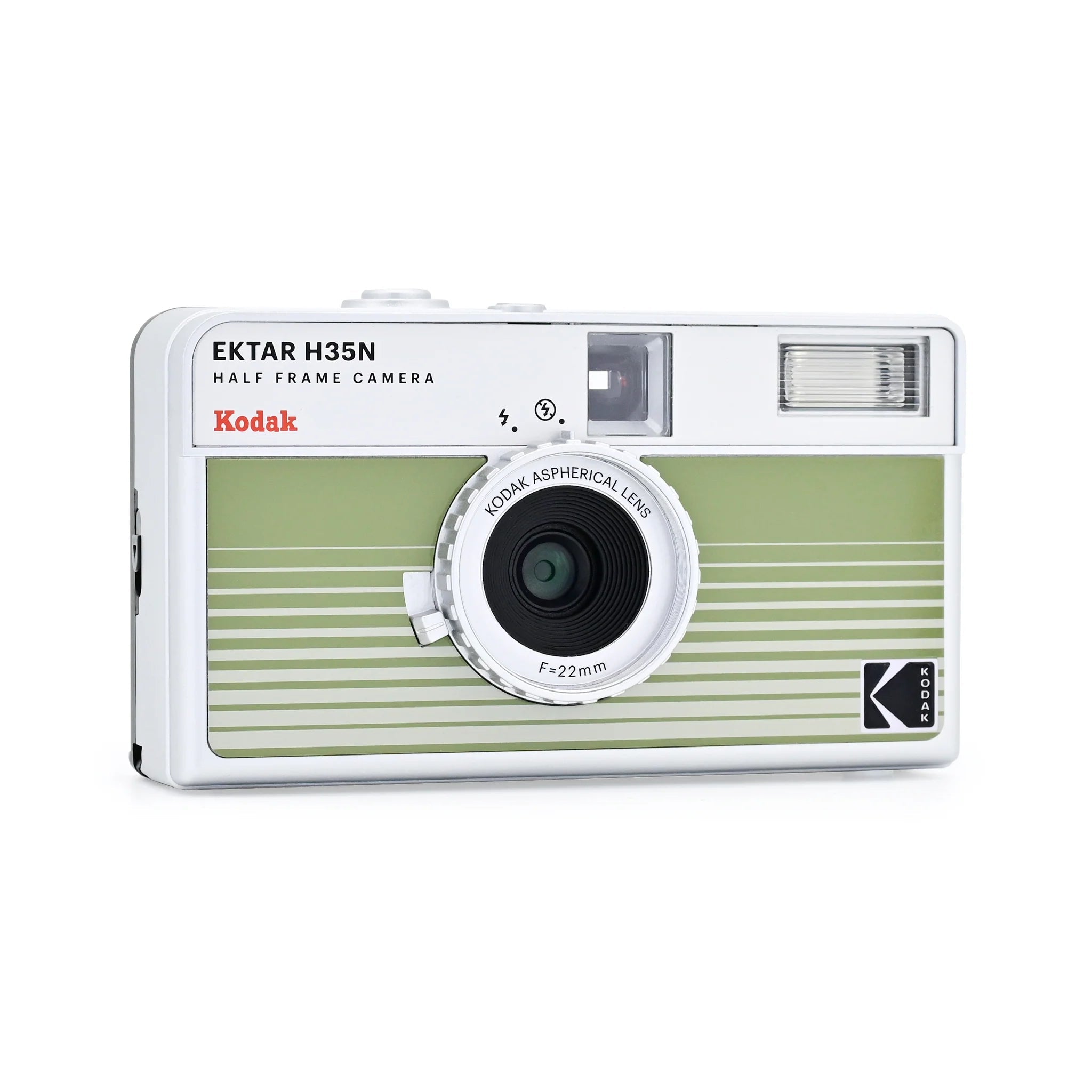 Kodak Ektar H35N Half Frame 35mm Film Camera - Lightweight & Compact, Retro Striped Green Design - Perfect for Travel, Street Photography & Vintage Film Enthusiasts