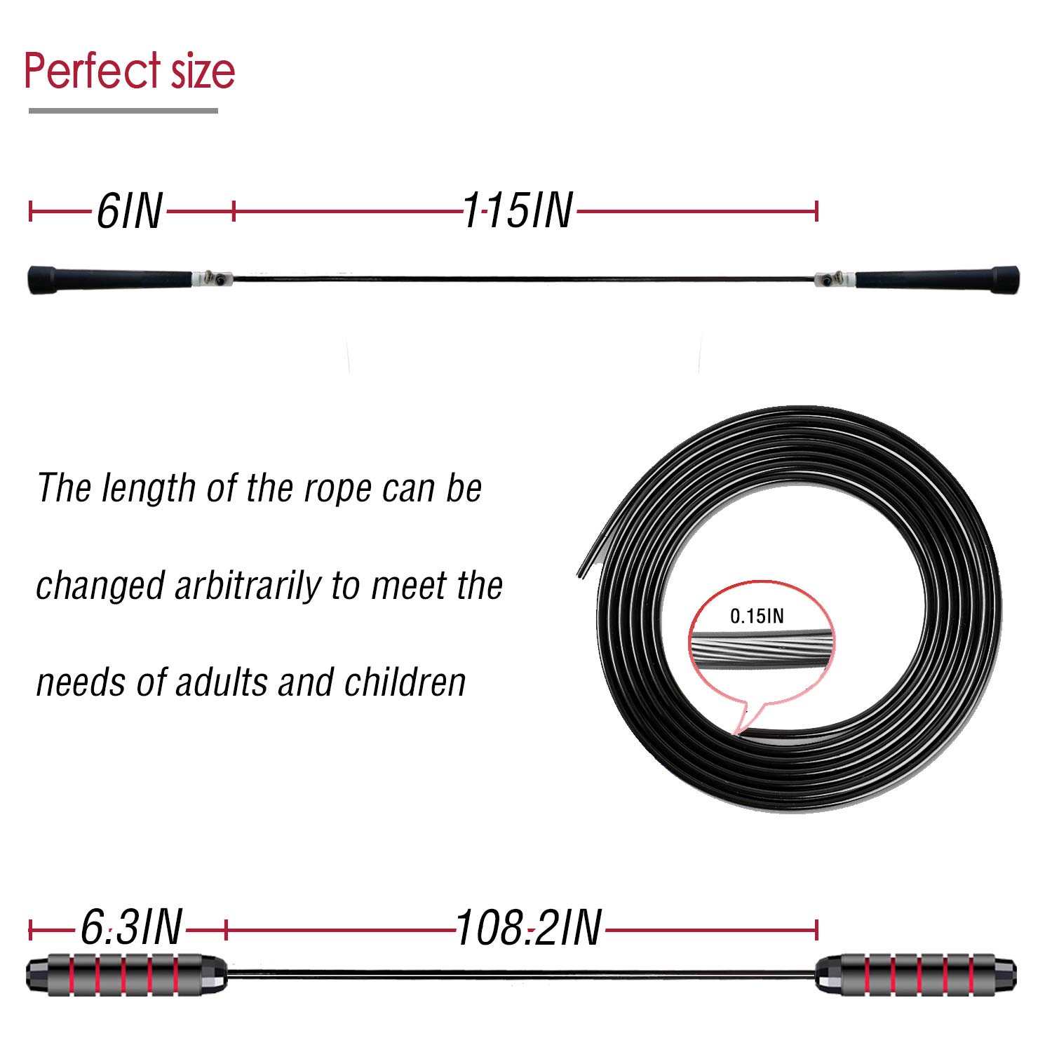 Tangle-Free Jump Rope with Ball Bearings - 6 Inch Foam Sweat-Absorbent Handles for Aerobic Exercise & Fitness Training - Includes Speed Rope & Storage Bag (2 Pack) - Perfect for Home Workouts, Gym Training, and Outdoor Fitness Activities