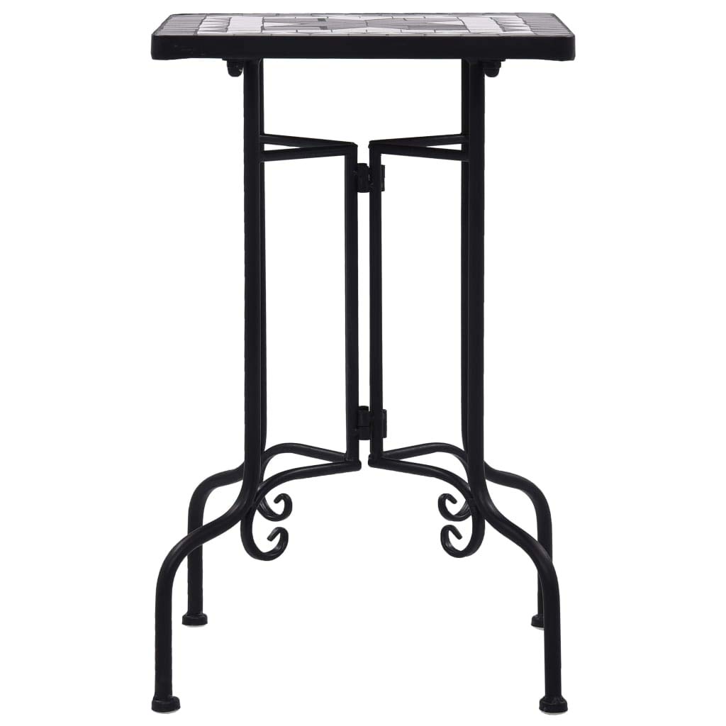 FAMIROSA Black and White Ceramic Mosaic Side Table - Stylish End Table for Living Room, Bedroom, or Patio Decor
