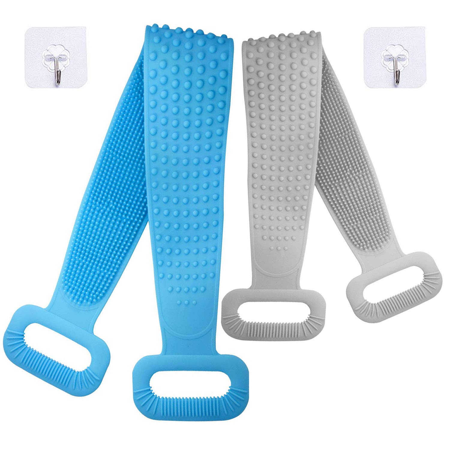 2 Pack Extra Long Silicone Back Scrubber for Shower - Exfoliating Bath Brush for Men & Women with Massage Bristles (30.54 & 30 Inch) - Perfect for Elderly Care & Deep Skin Cleansing - Ideal for Hard-to-Reach Areas & Spa-Like Experience at Home