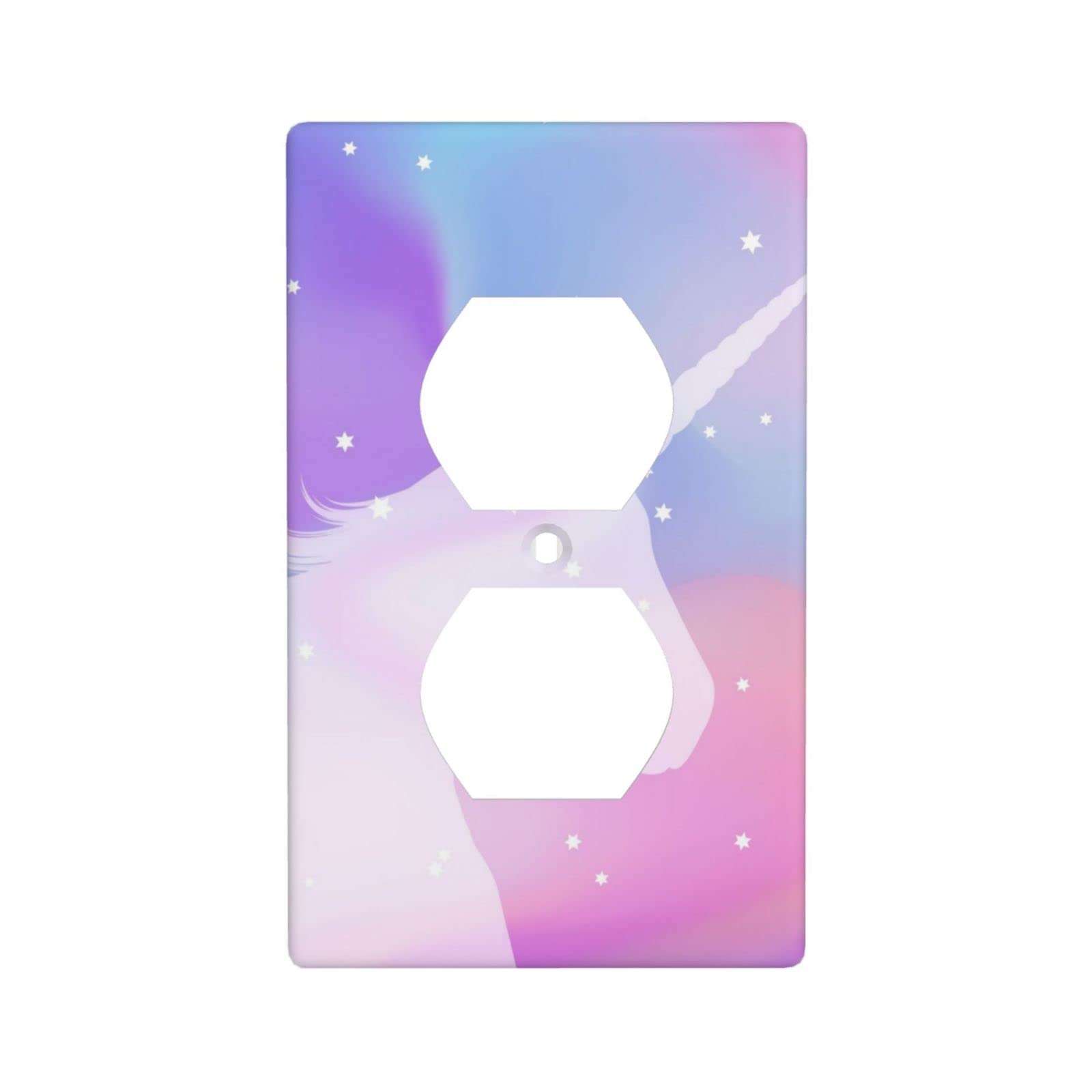 Pink Unicorn Light Switch Cover - Decorative Duplex Outlet Wall Plate for Home, Kitchen & Bedroom Decor - 1 Gang Standard Size - Perfect for Kids Room, Nursery & Fantasy Themed Decorations