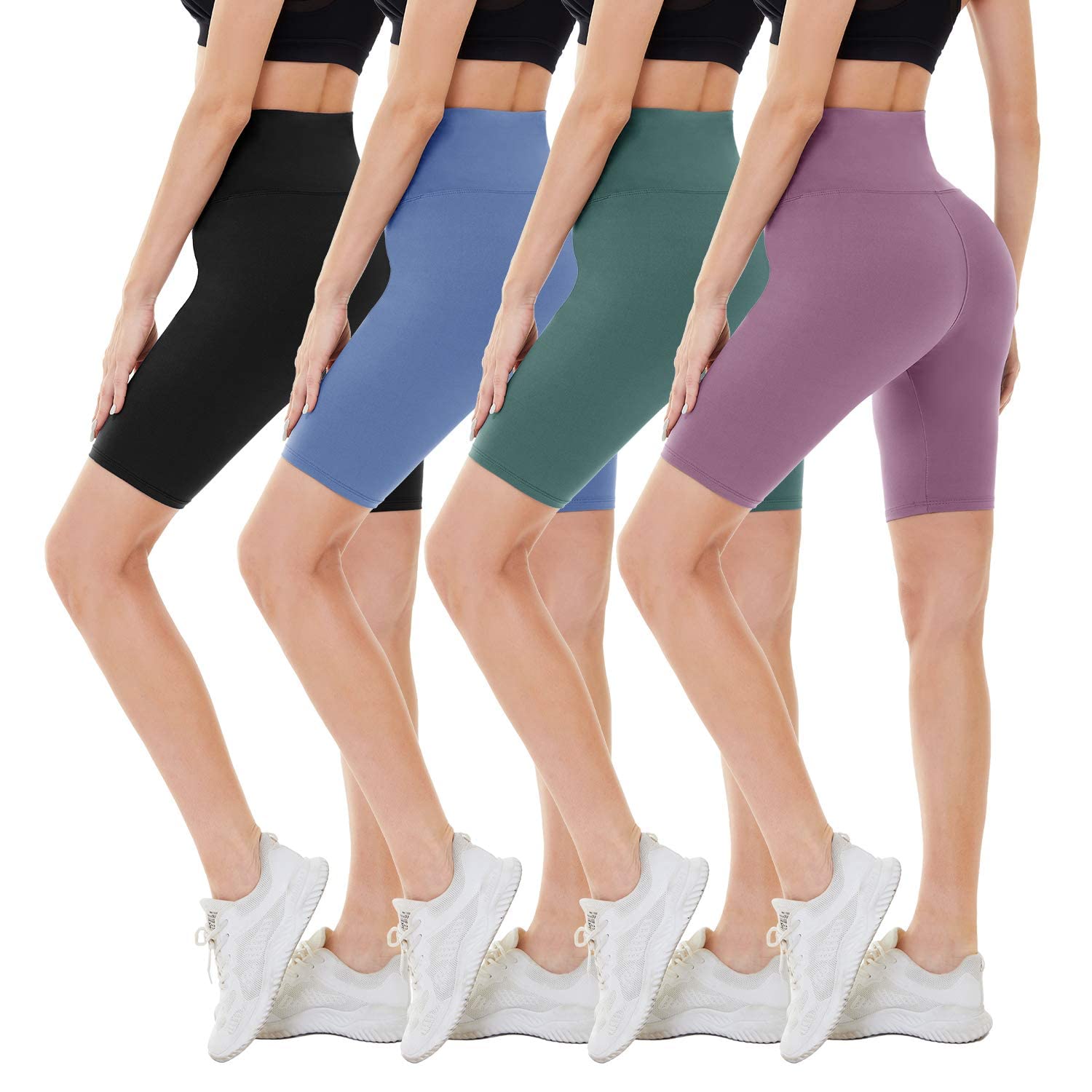 CAMPSNAIL Women's High Waist Biker Shorts 4-Pack - 8