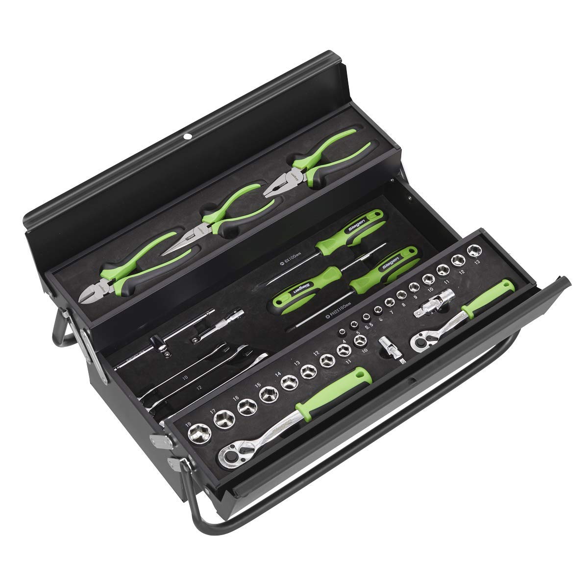 Sealey S01215 70-Piece Professional Tool Kit with Heavy-Duty Cantilever Toolbox - Perfect for DIY Projects, Home Repairs & Automotive Maintenance