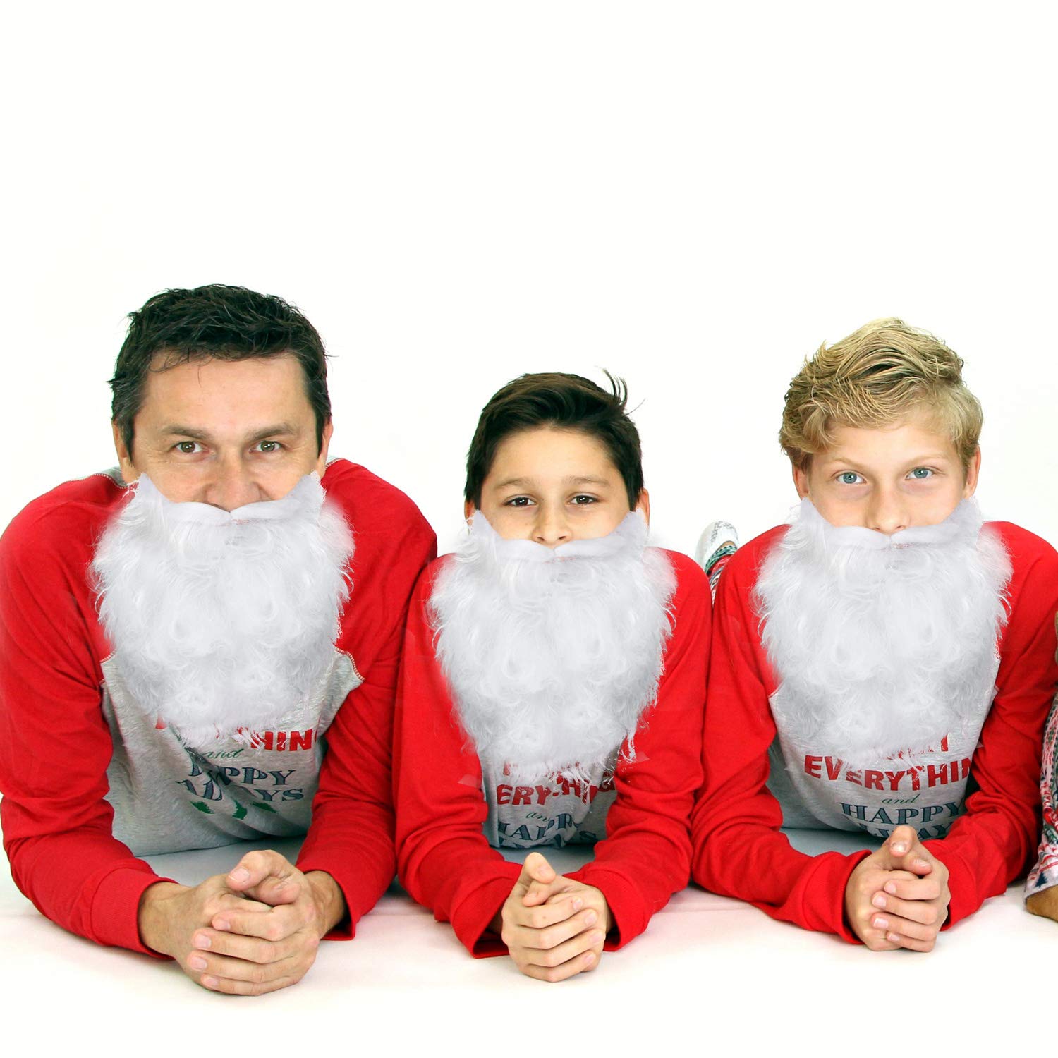 12-Piece Funny Santa Beard Costume Set - White Fake Beards for Christmas, Santa Claus Costume Accessories for Adults - Perfect for Christmas Parties, Holiday Events & Festive Disguises