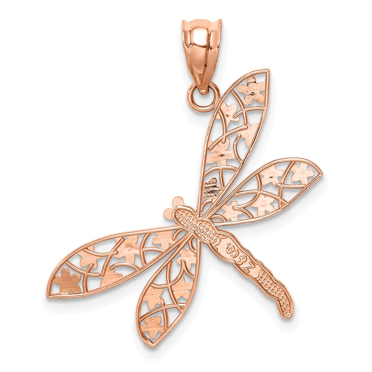 14k Rose Gold Polished Dragonfly Pendant Necklace - Lex & Lu Elegant Jewelry for Women, Gift for Her, Birthday, Anniversary - Perfect for Everyday Wear & Special Occasions