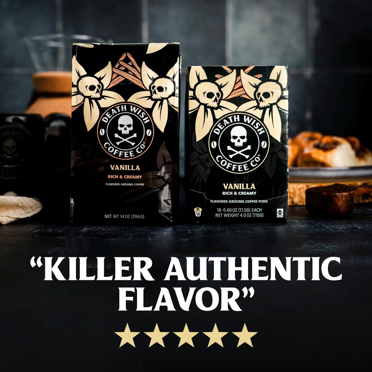 Death Wish Coffee Vanilla Single Serve Pods (30 Count) - Strongest Coffee Pods for Keurig Machines - Perfect for Home, Office & Travel Use