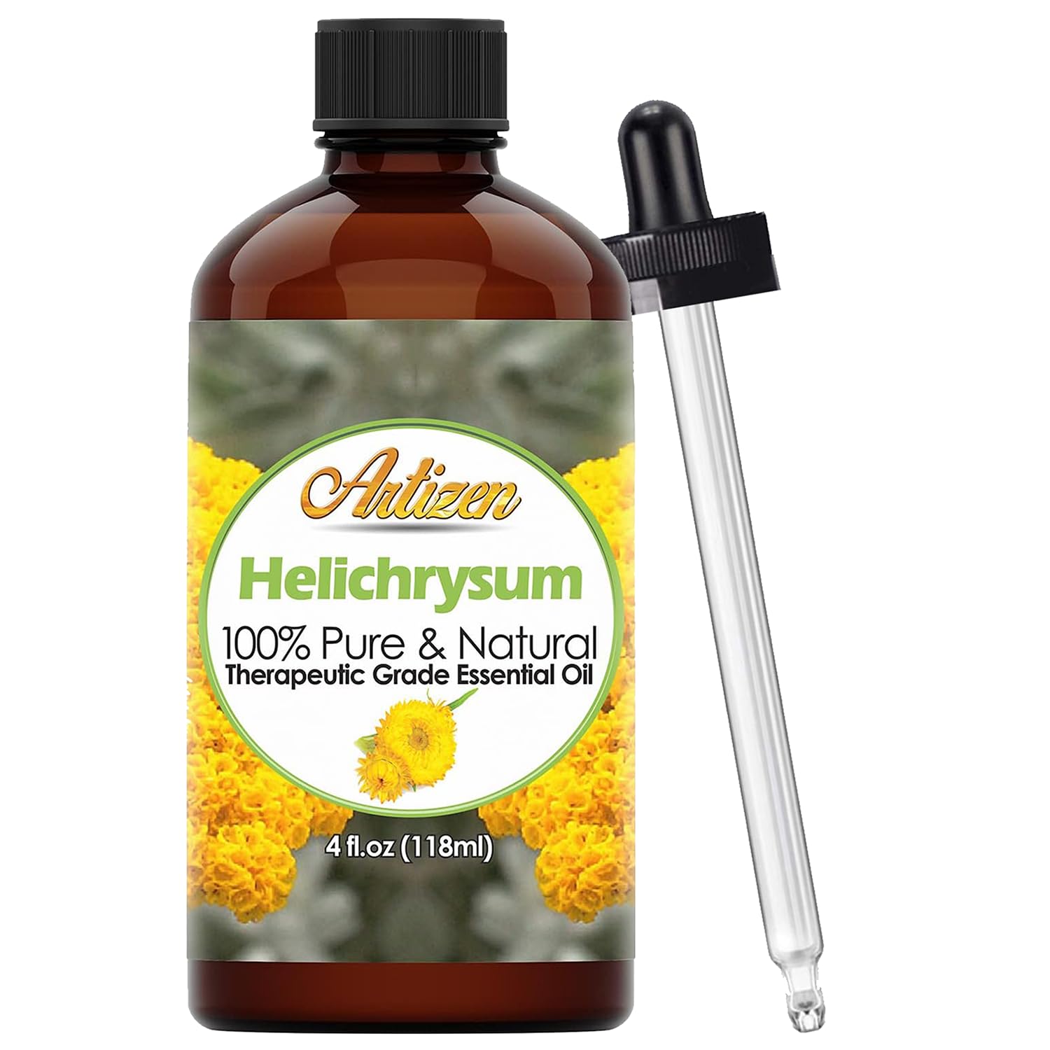 Artizen 4oz Helichrysum Essential Oil - 100% Pure Therapeutic Grade Aromatherapy Oil for Relaxation, Skin Care & Massage - 4 Fluid Ounces Bottle