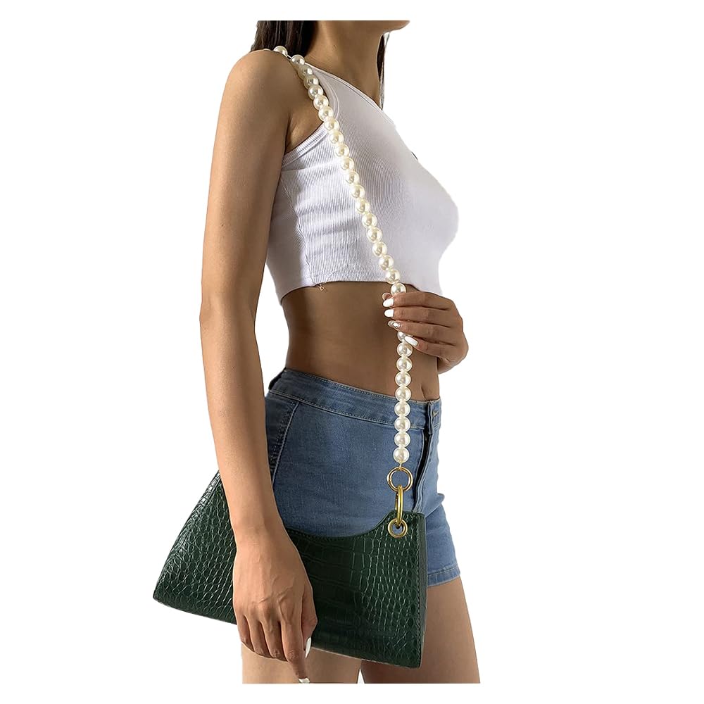 Wiwpar Long Pearl Handbag Chain Strap - Adjustable Shoulder & Crossbody Purse Replacement Strap with Buckles - Perfect for Evening Bags, Clutches & Designer Handbag Accessories
