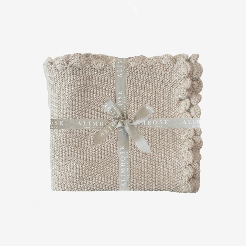 Alimrose Mini Moss Stitch Blanket - Soft Knit Throw for Baby, Nursery, or Couch - Perfect for Cozy Evenings and Gift Giving