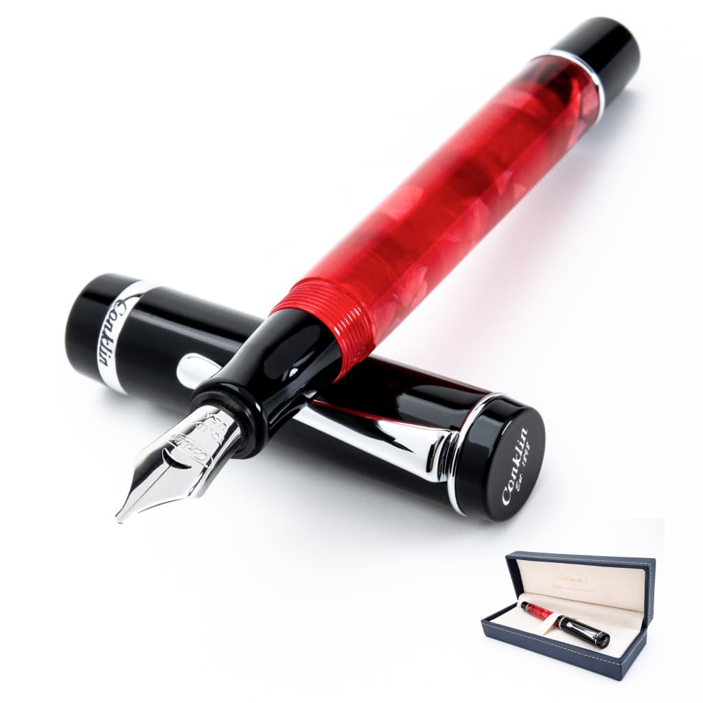 Conklin Duragraph Fountain Pen - Red Nights Fine Nib Luxury Writing Instrument with Bold Red Finish | Perfect for Calligraphy, Journaling & Signature Writing