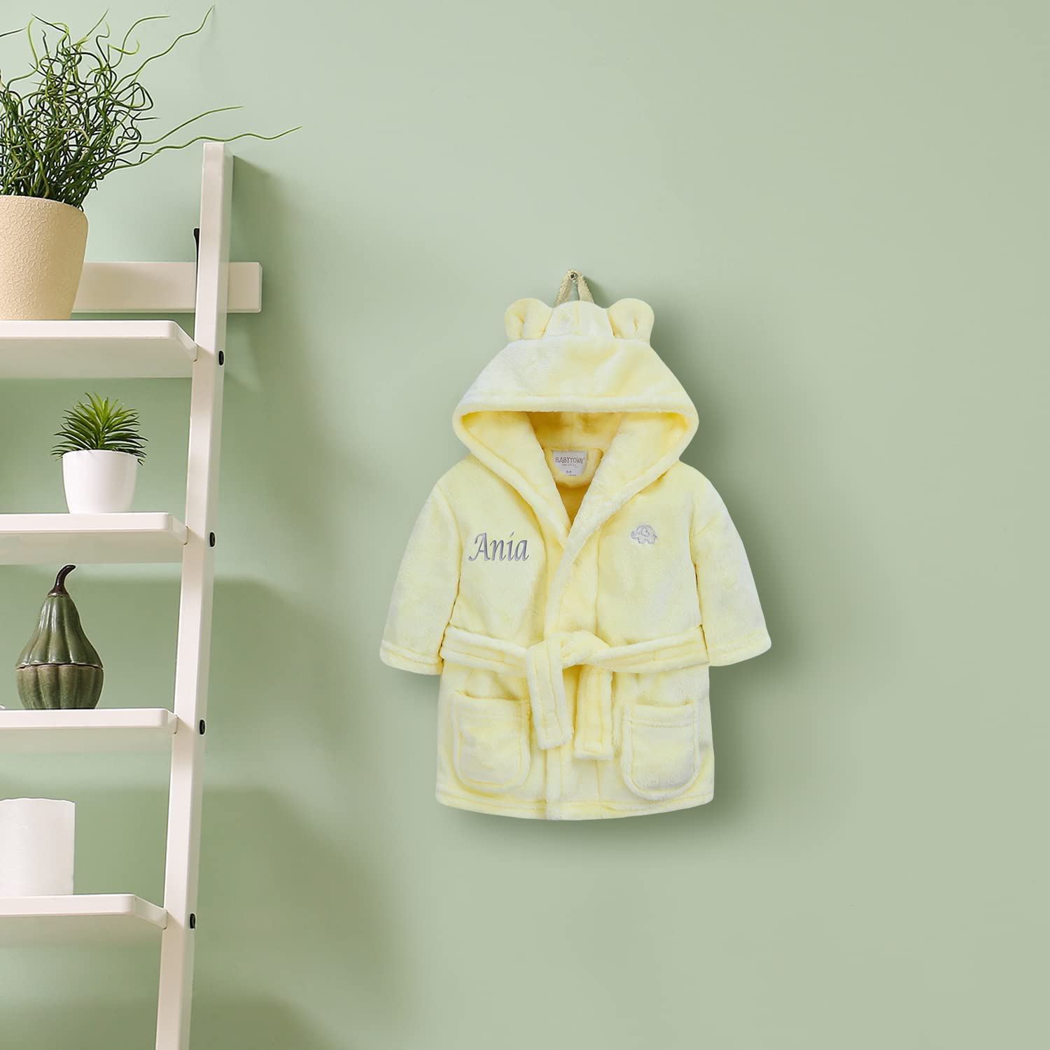 Personalized Baby Dressing Gown with Teddy Ears - Soft Hooded Bath Robe & Towel Set for Newborns, Infants - Perfect Baby Shower Gift for Boys & Girls - Ideal for Bath Time, Spa Day & Photo Shoots