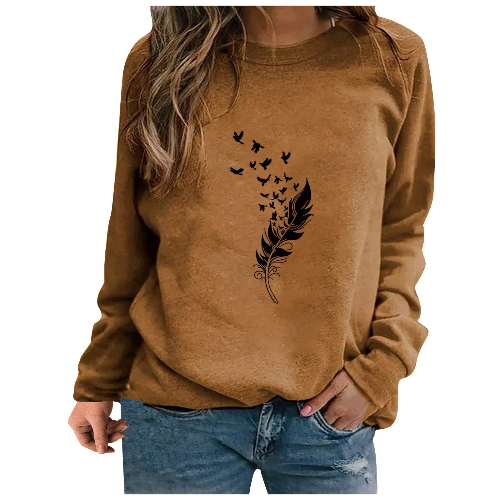Women's Casual Summer & Fall Crewneck Tunic Tops - Basic Long Sleeve Blouse Tee Shirt for Everyday Wear, Office & Weekend Outfits