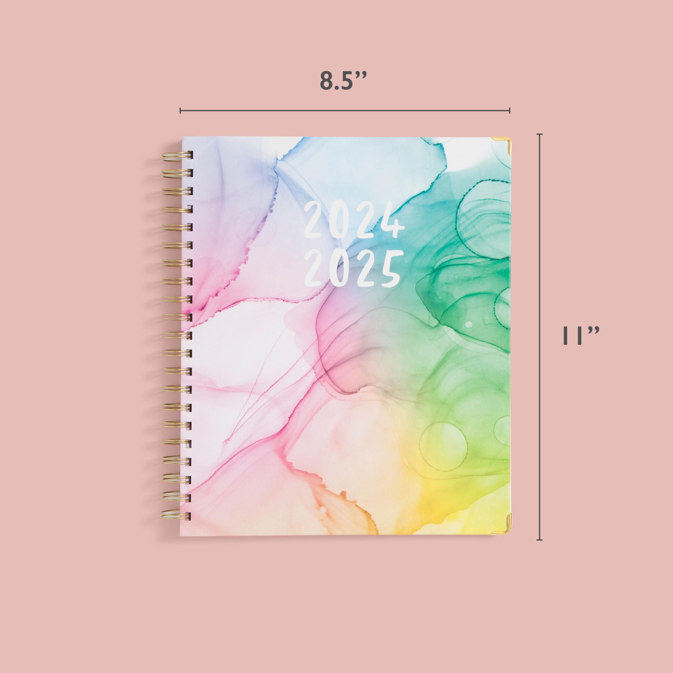 Blue Sky 2024-2025 Academic Planner - Weekly & Monthly Calendar, 8.5 x 11 Inch Hardcover Wirebound Notebook with Rainbow Pages - Perfect for Students, Teachers & Office Organization