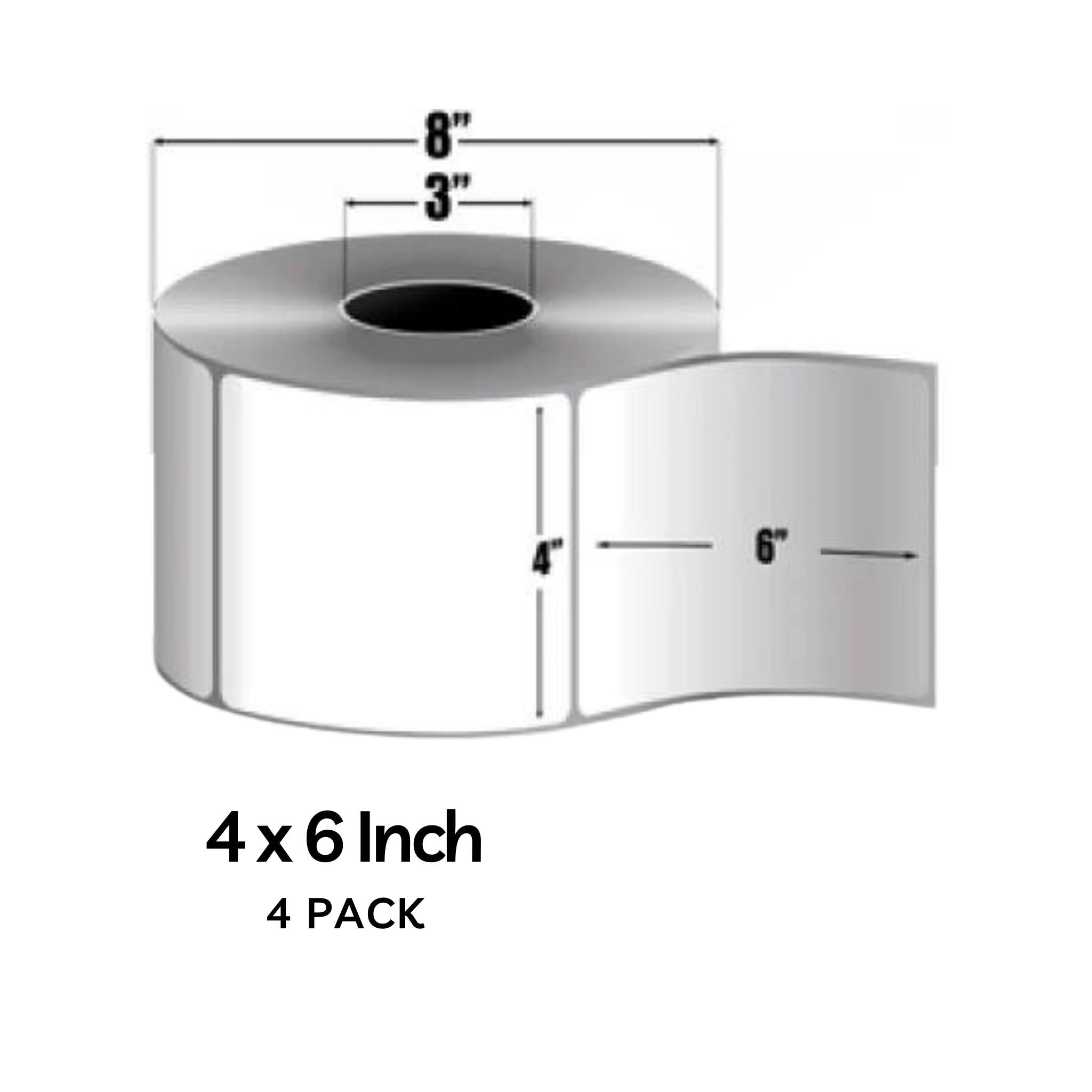 Zebra Z Perform 2000D 4x6 Inch Thermal Labels - 1000 Labels per Roll (4 Pack) - Ideal for Shipping Labels, Inventory Management & Retail Barcode Printing