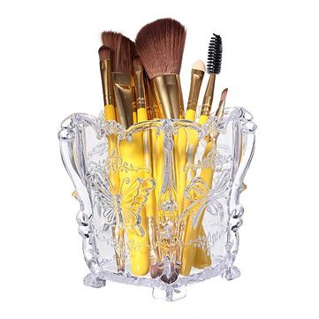 Clear Acrylic Makeup Organizer - Cosmetic Storage Case with Lid for Vanity, Travel & Bathroom Organization | Stackable Makeup Holder for Brushes, Lipsticks & Beauty Products
