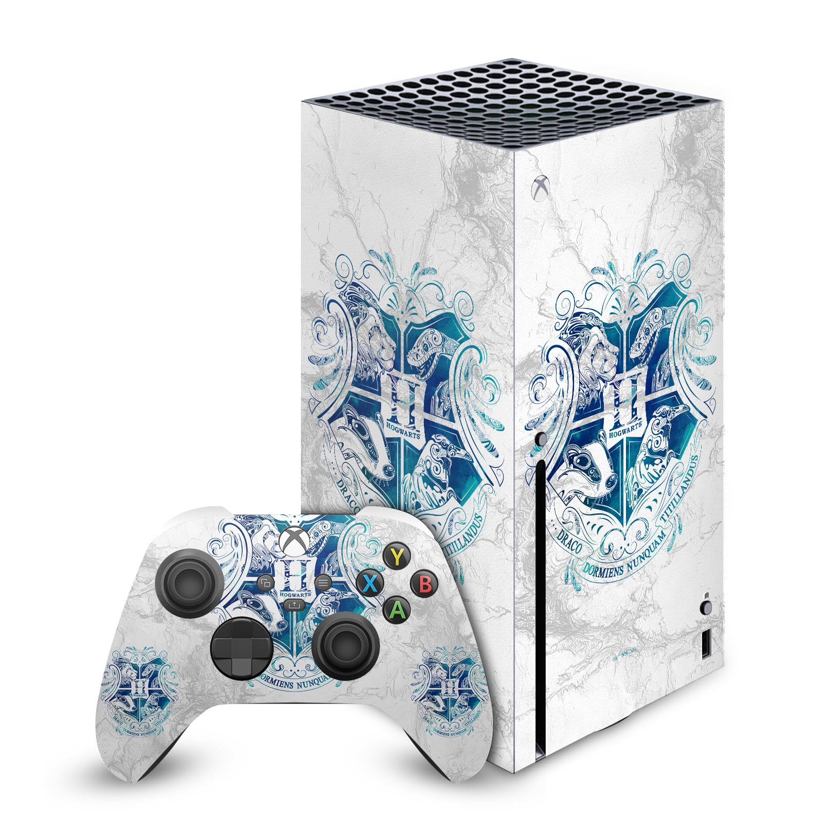 Official Licensed Harry Potter Hogwarts Aguamenti Vinyl Skin Sticker - Compatible with Xbox Series X Console & Controller Bundle - Perfect for Gaming, Collectibles, and Harry Potter Fans