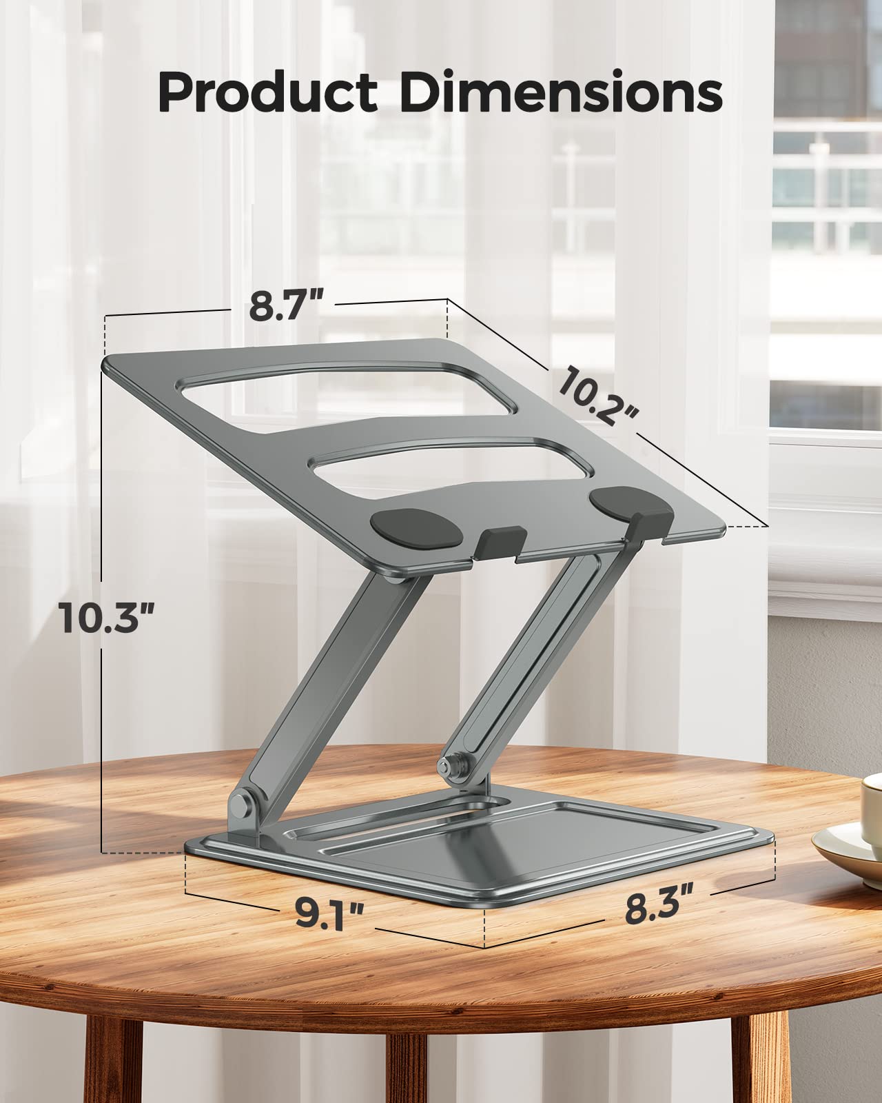 LORYERGO Adjustable Laptop Stand for 17.3 Inch Laptops - Portable Ergonomic Riser with Heat Dissipation, Supports Up to 17.6 lbs, Gray - Perfect for Home Office, Gaming & Workspace Setup