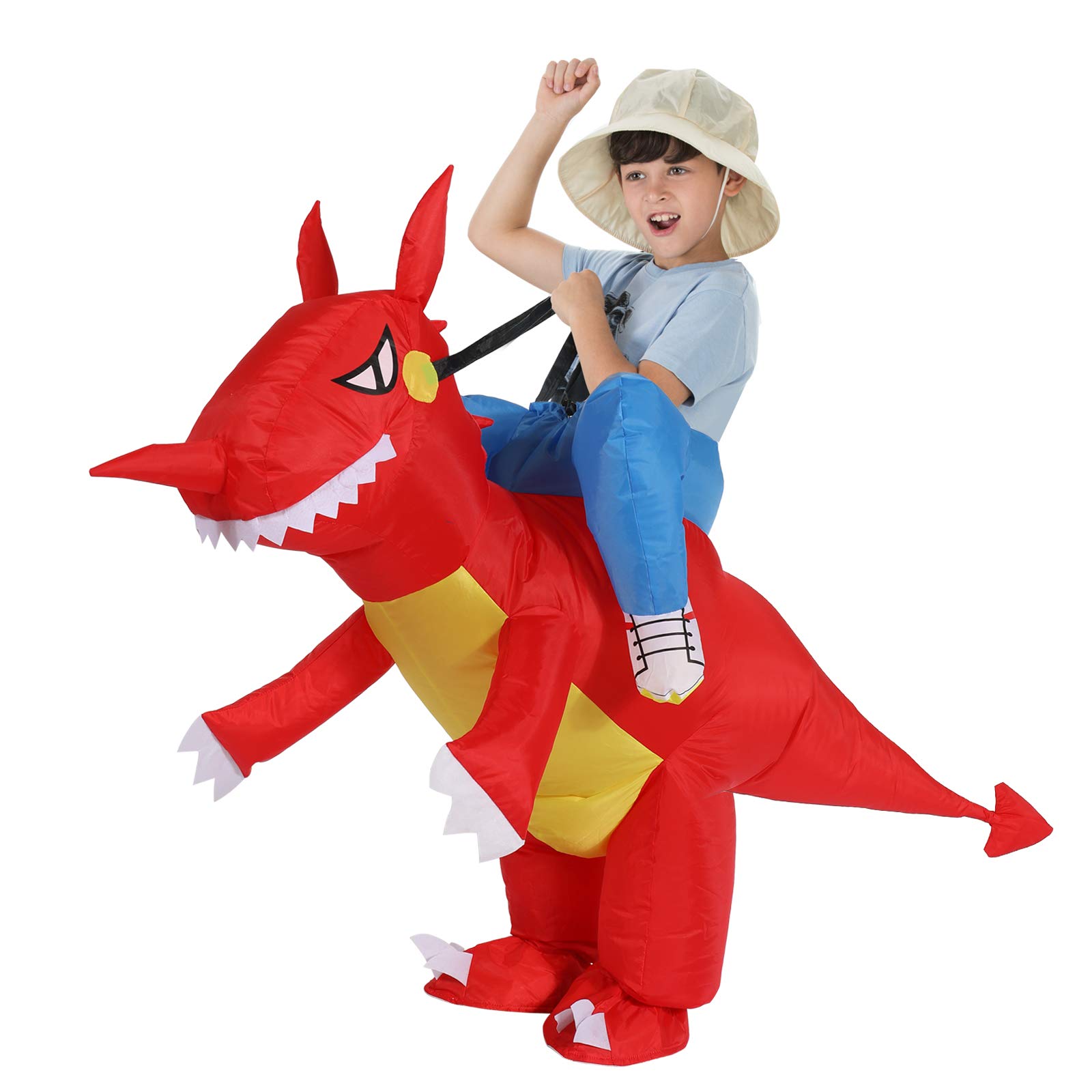 TOLOCO Inflatable Dinosaur Costume for Adults & Kids - Funny Blow Up Halloween Party Outfit, Dino Costume for Cosplay, Carnival & Birthday Parties